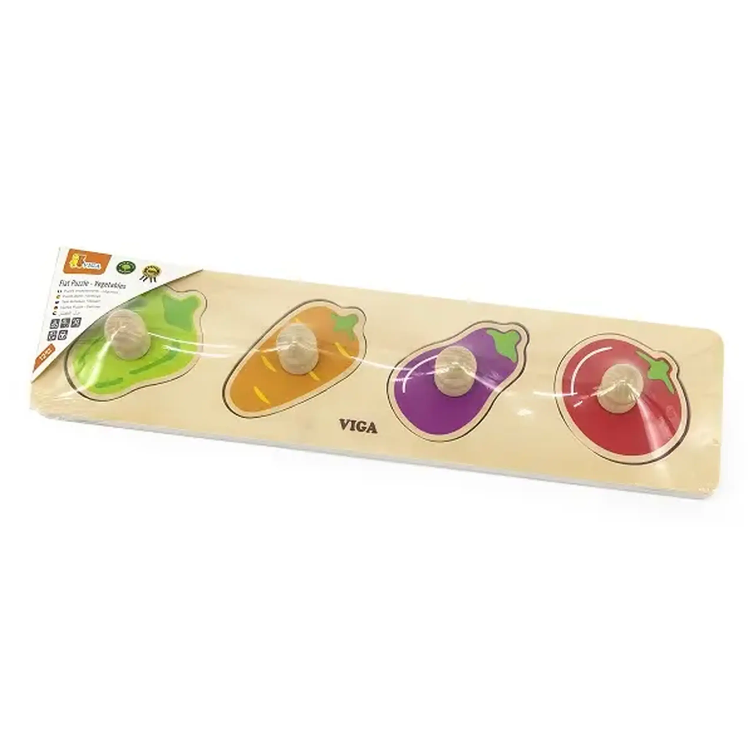 Puzzle din lemn cu buton „Legume"