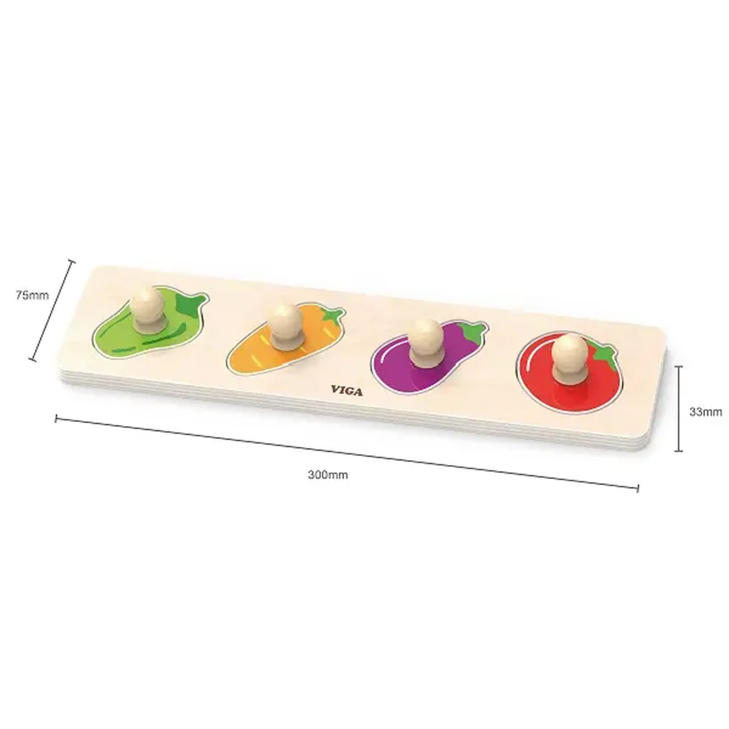Puzzle din lemn cu buton „Legume"