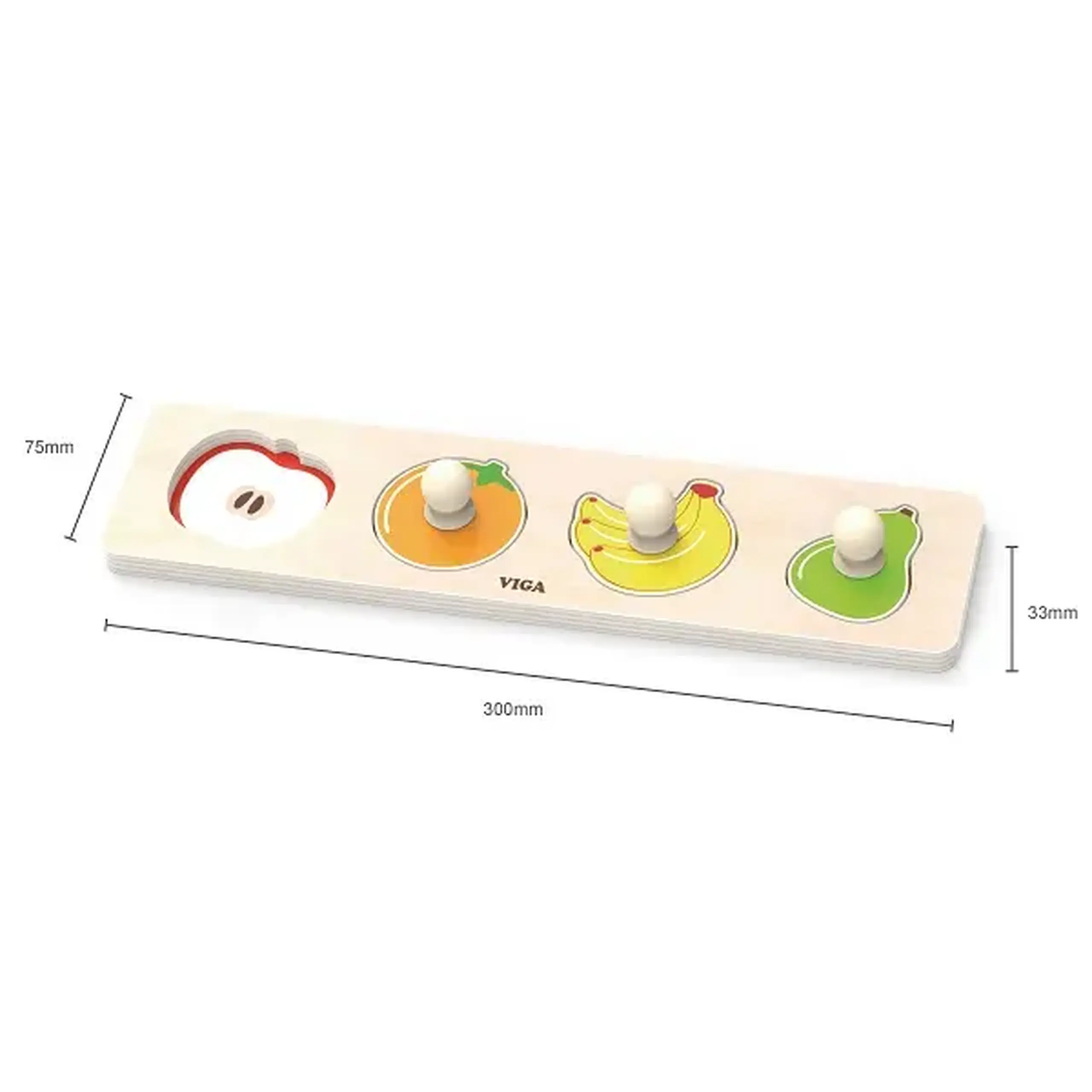 Puzzle din lemn cu buton „Fructe"