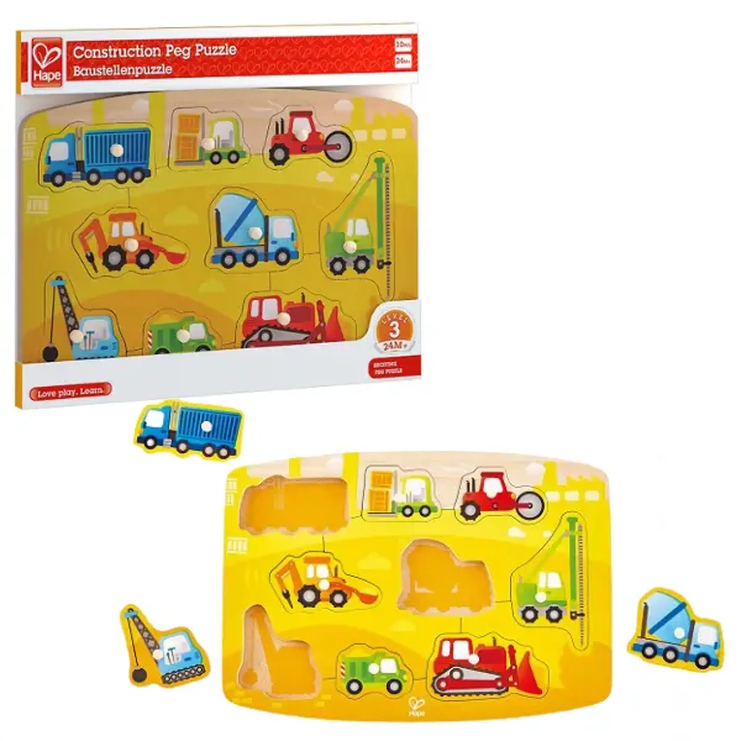 Puzzle tactil – Mașini de construcție