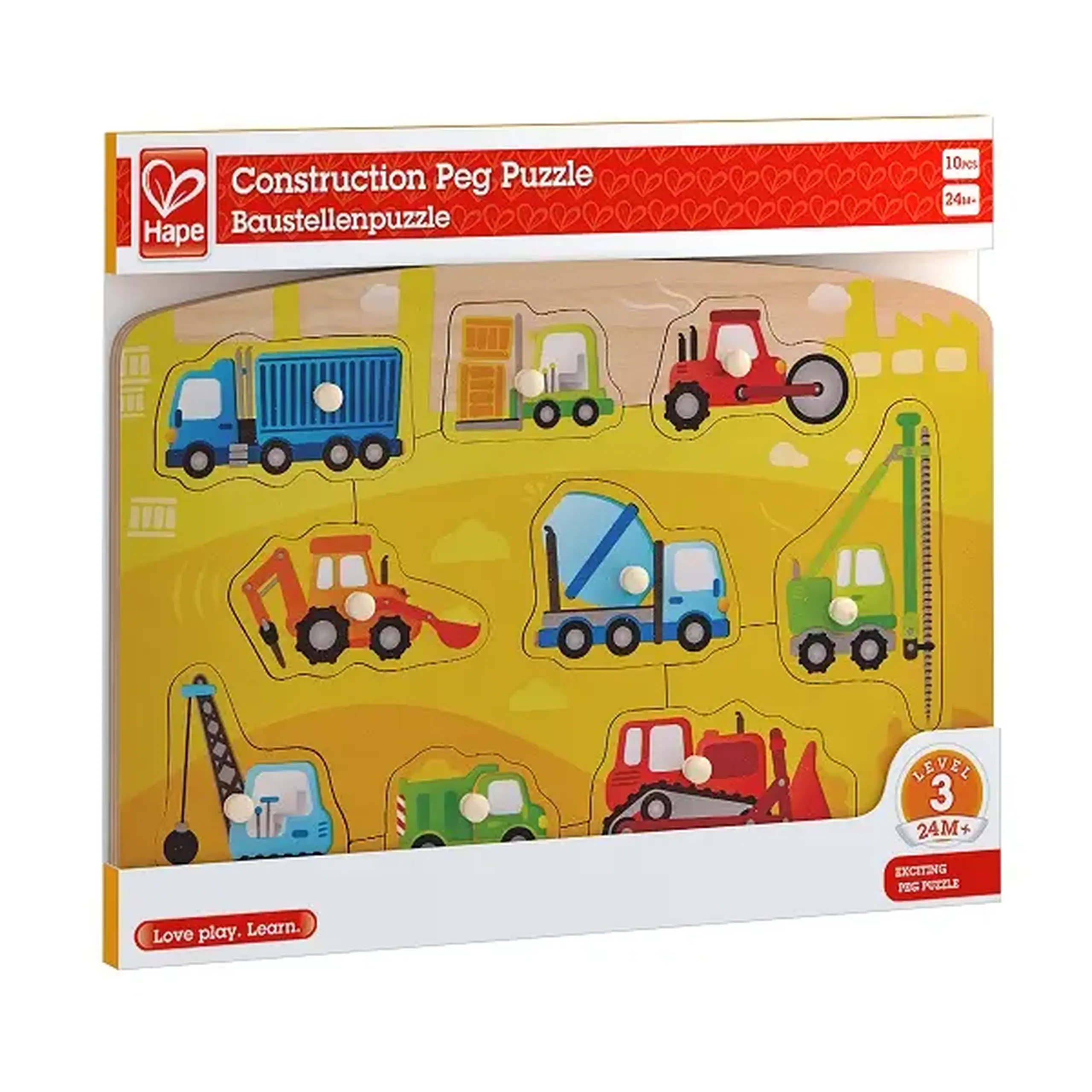 Puzzle tactil – Mașini de construcție