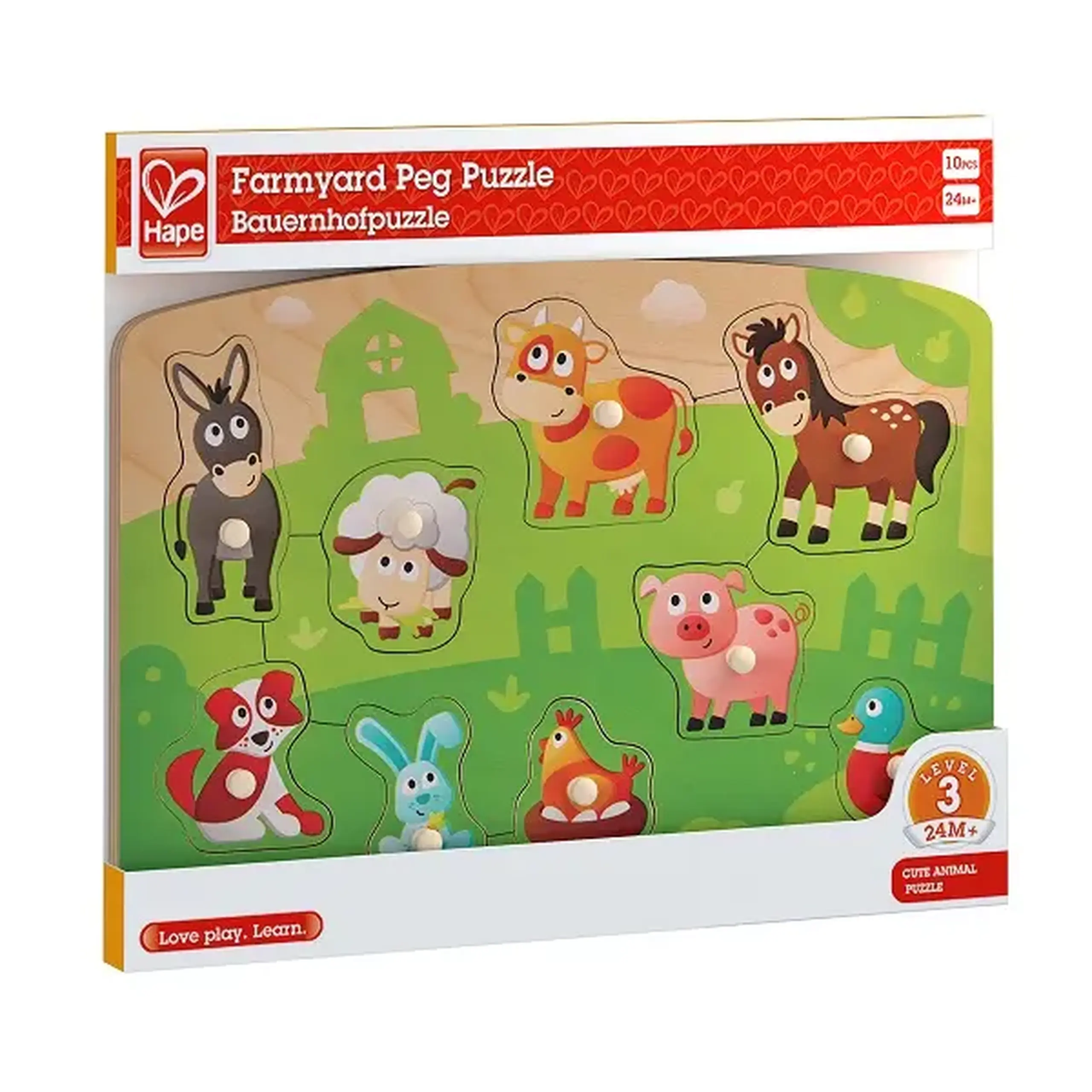 Puzzle din lemn cu buton „Ferma”