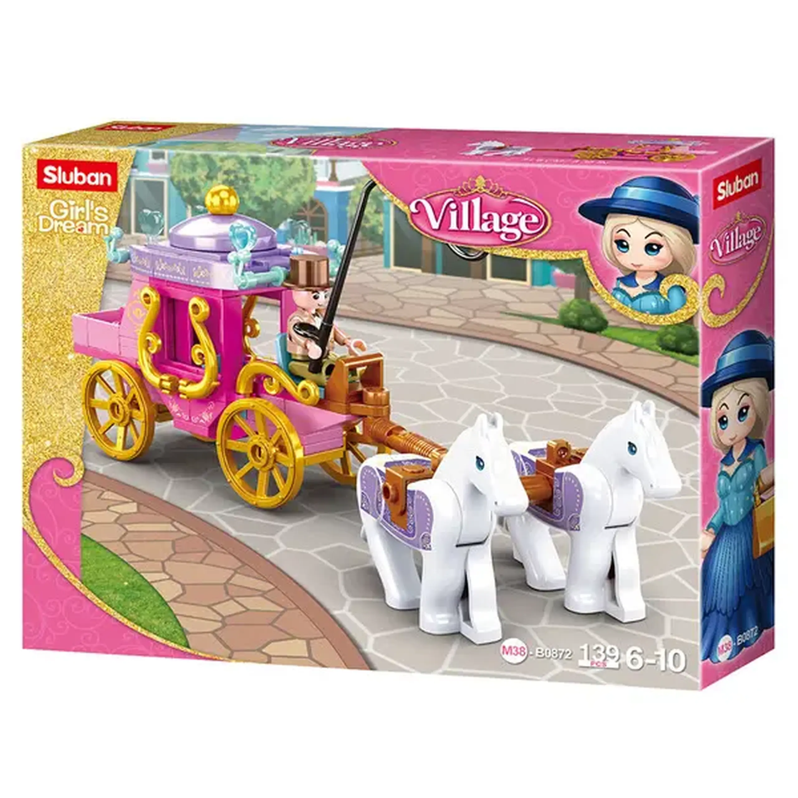 Set de construcție ”Trăsura cu doi cai”, 139 elem.