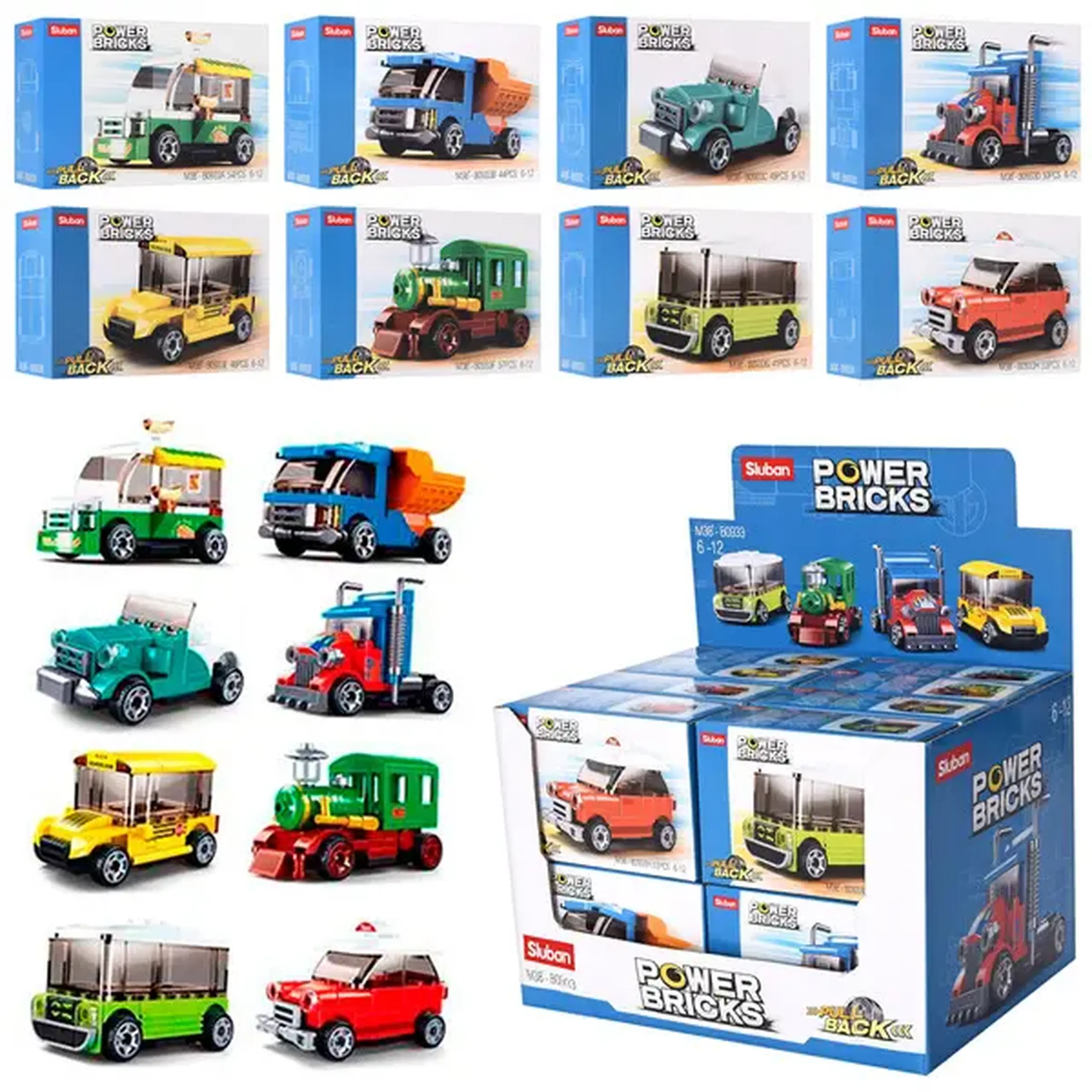 Set de construcție ”Transport urban”, cu inerție 8 modele, de la 41 pînă la 57 elem.