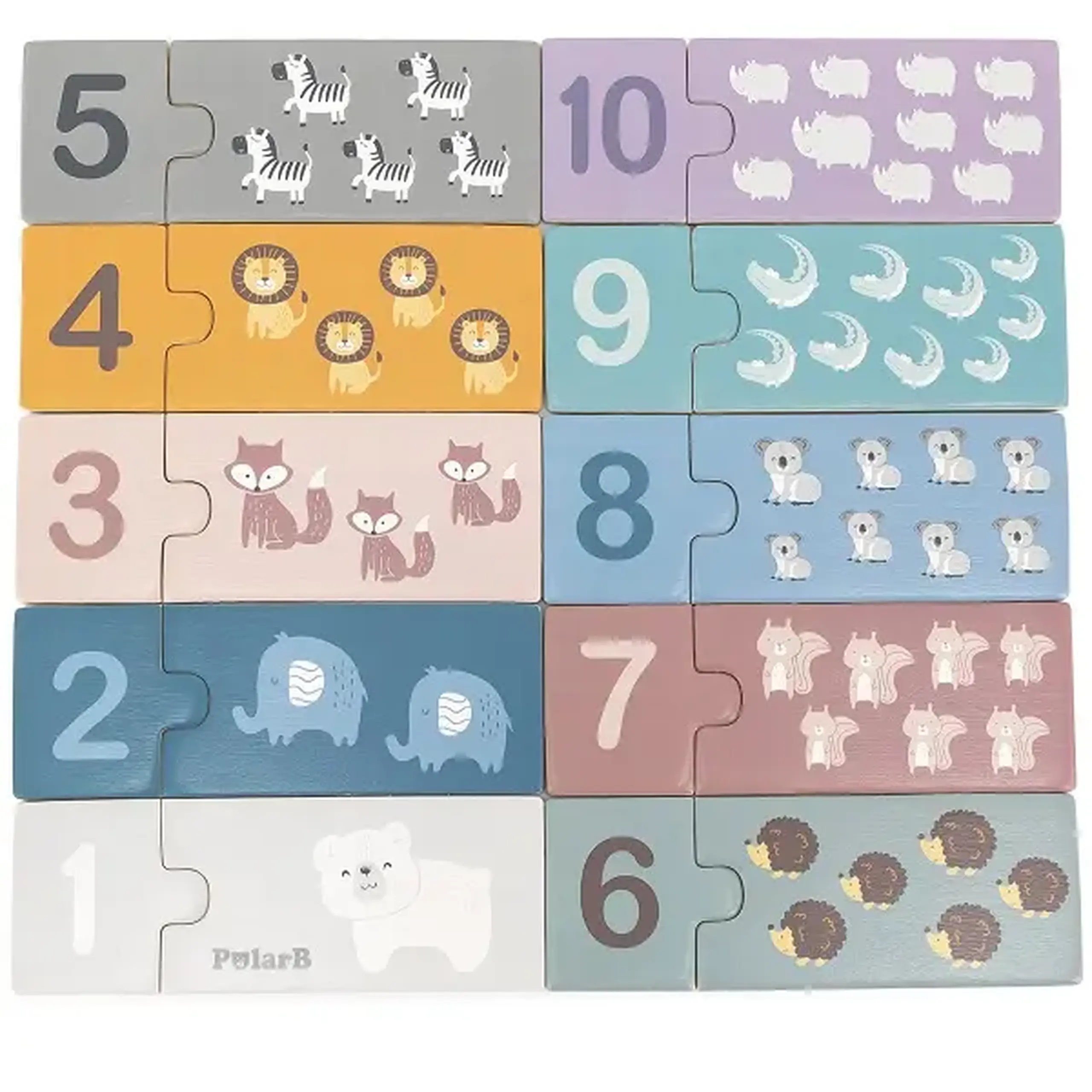 Puzzle din lemn „Numere și animale”