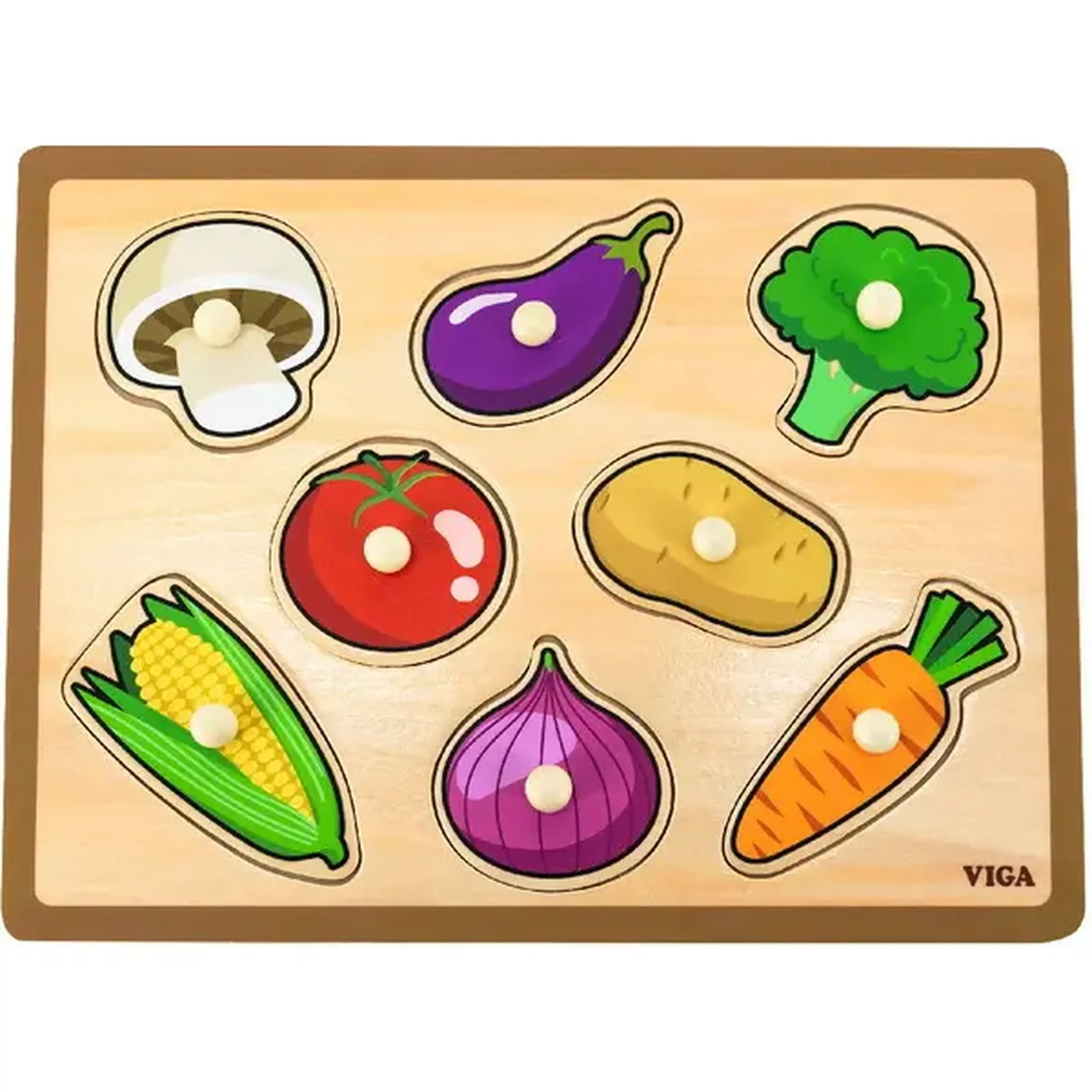 Puzzle din lemn cu buton „Legume" 8 elem.