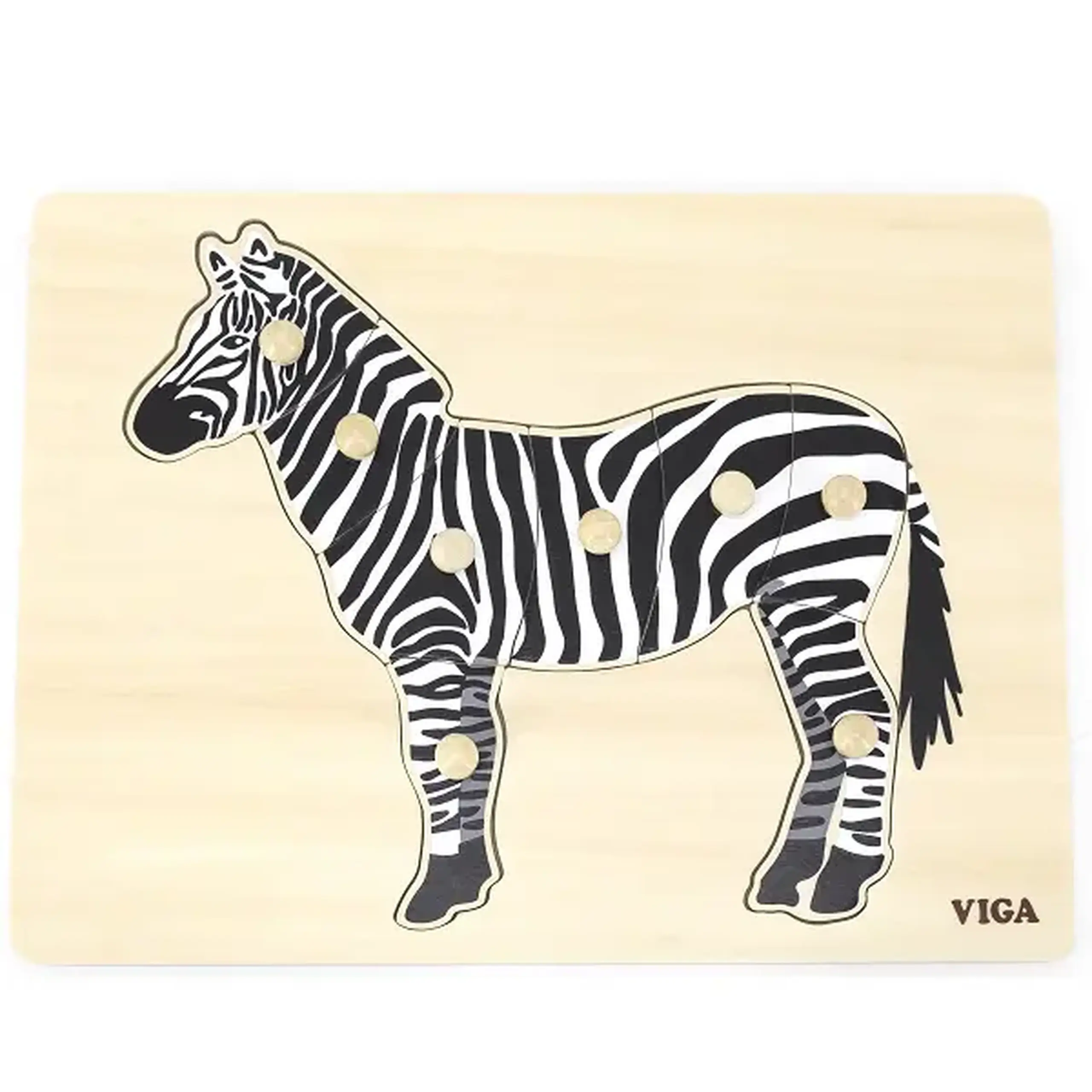 Puzzle din lemn Montessori cu buton "Zebra"