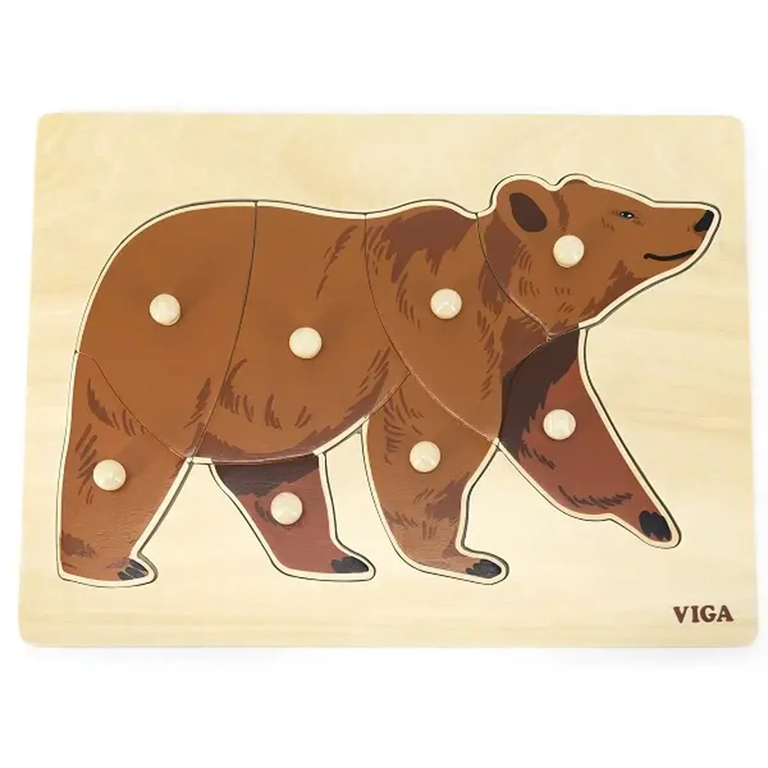 Puzzle din lemn Montessori cu buton „Urs"
