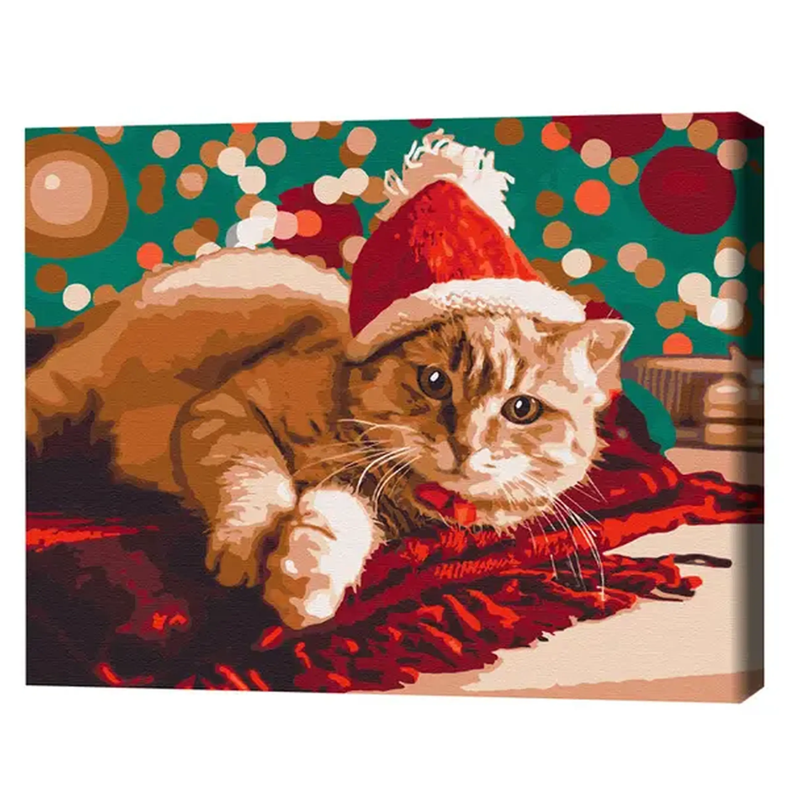 Pictură pe numere 40*50 cm (în cutie) – Pisicuță Santa