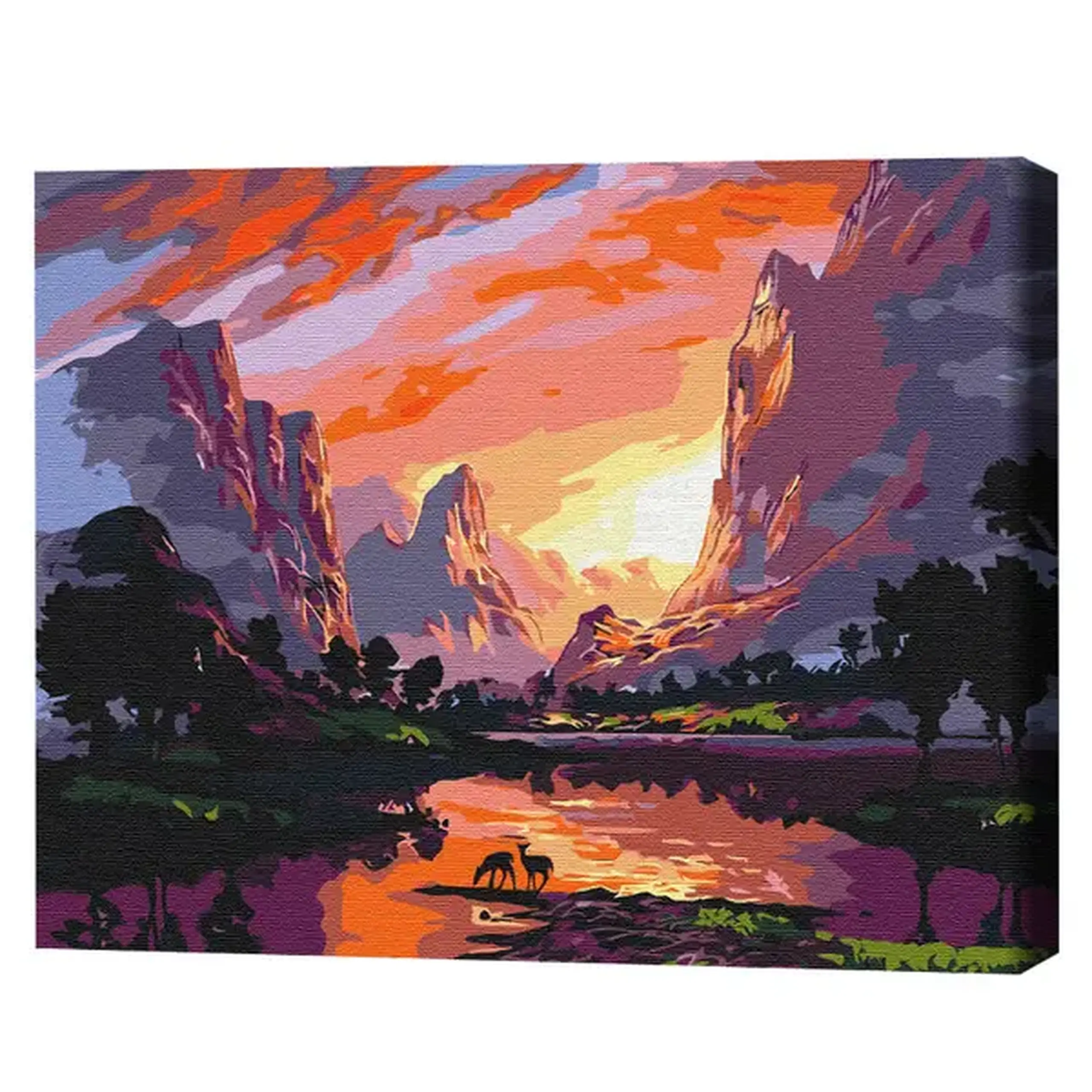Pictură pe numere 40x50 cm (fără cutie) – Apus luminos la munte