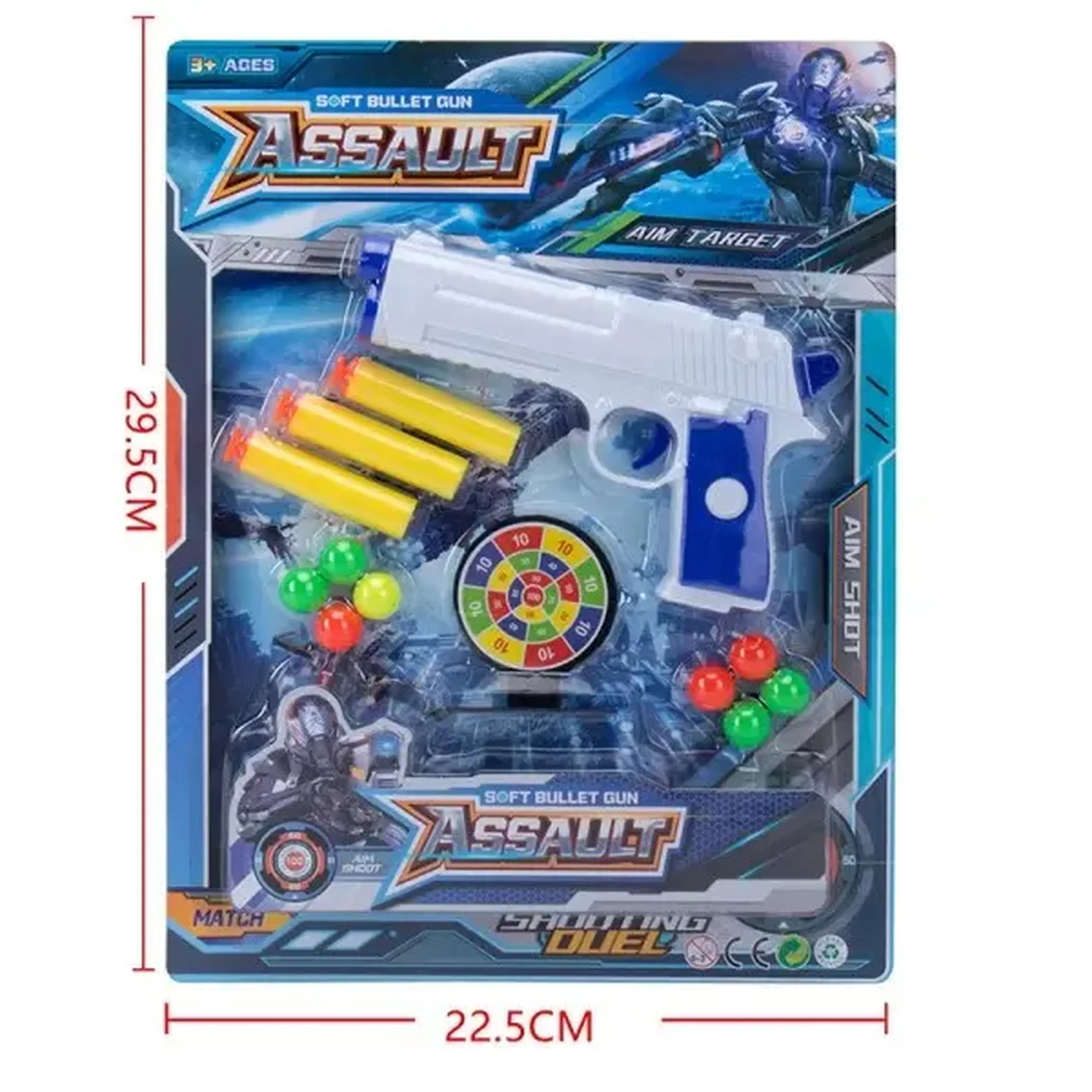 Set de joc cu pistol, gloanțe și țintă (2 culori)