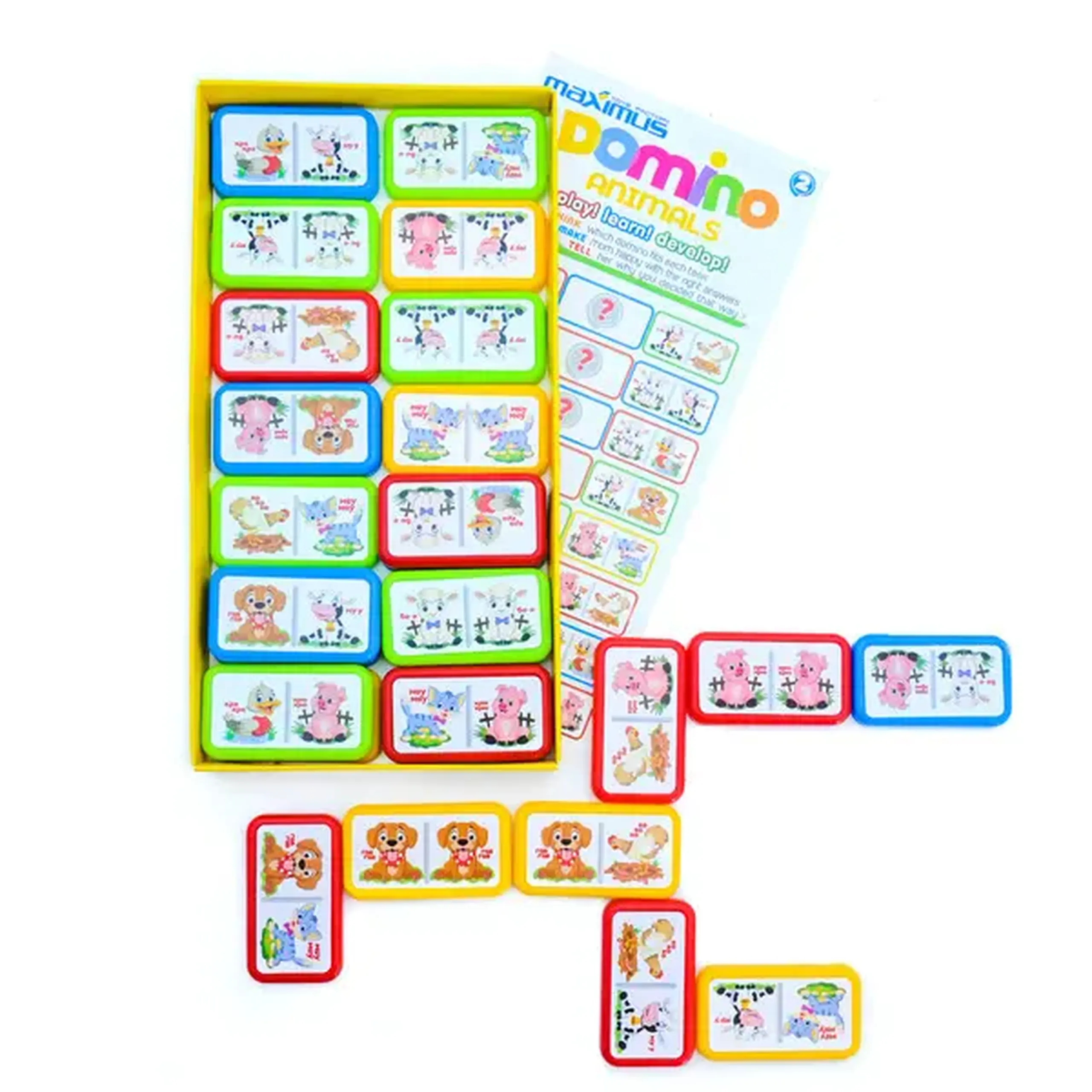 Joc de masă „Domino multicolor cu animale”, 28 dominouri