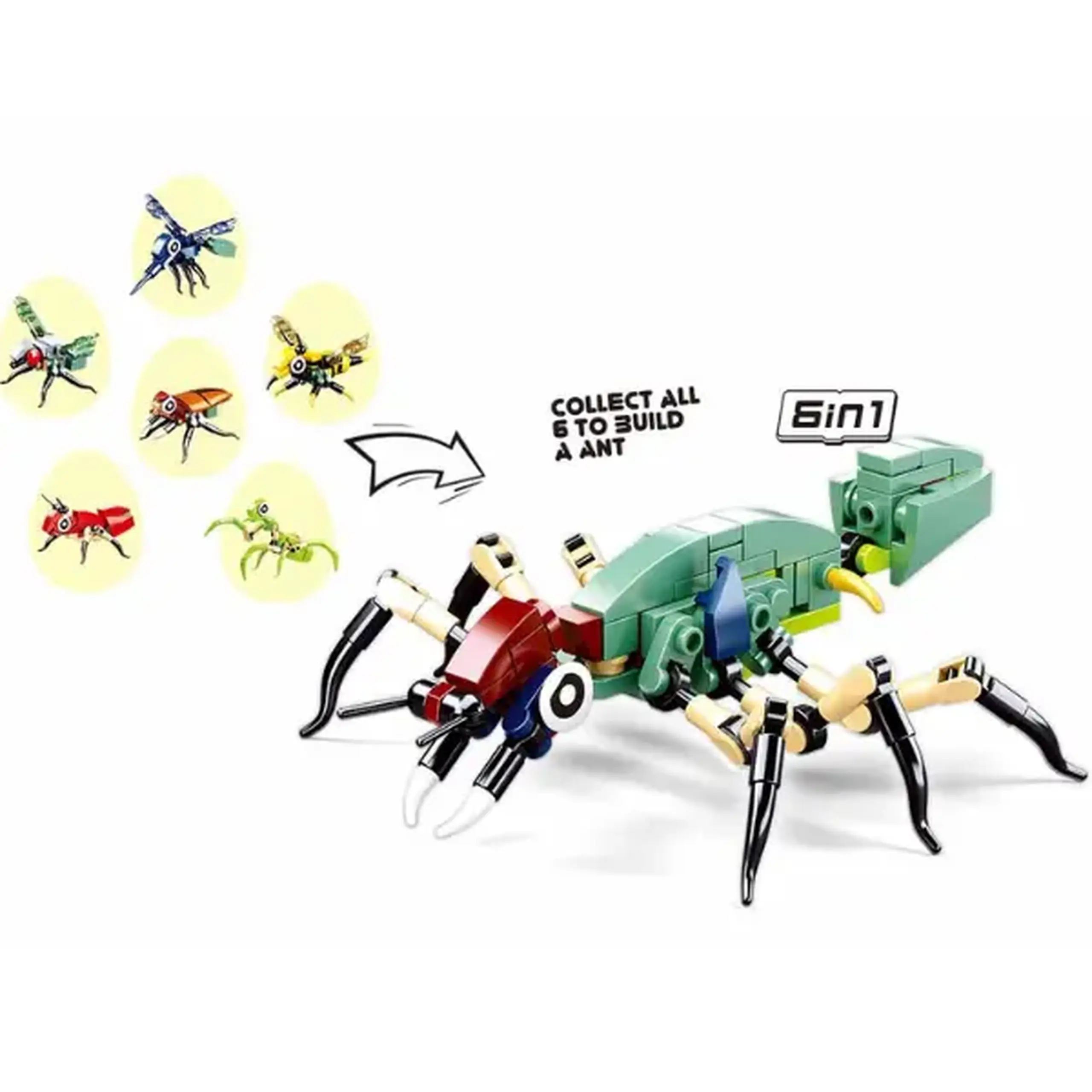 Set-surpriză de construcție ”Insecte", în ou, de la 40 pînă la 54 elem.