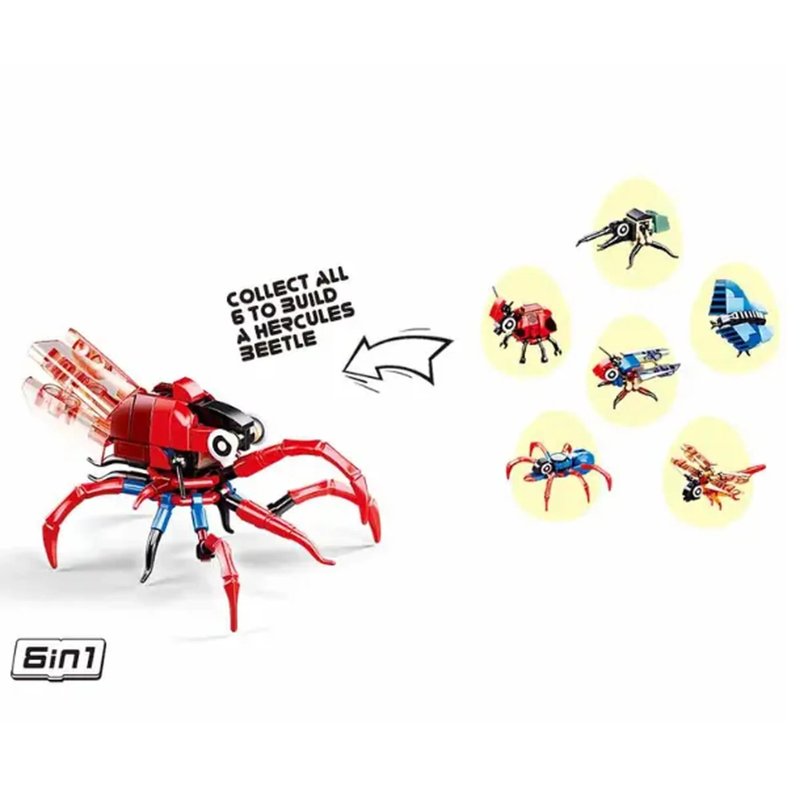 Set-surpriză de construcție ”Insecte", în ou, de la 40 pînă la 54 elem.