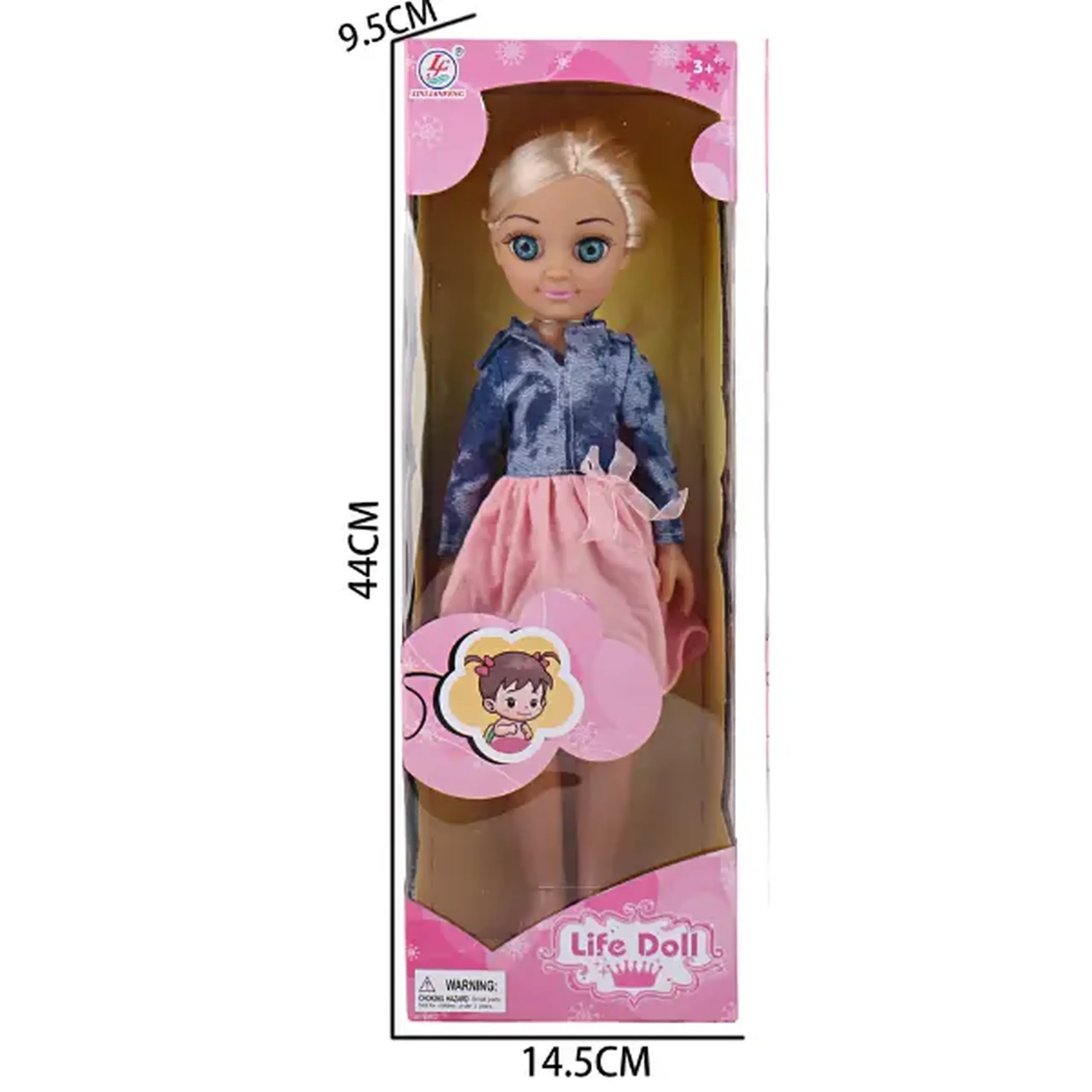 Păpușă cu ochi albastri, 40 cm, 4 modele