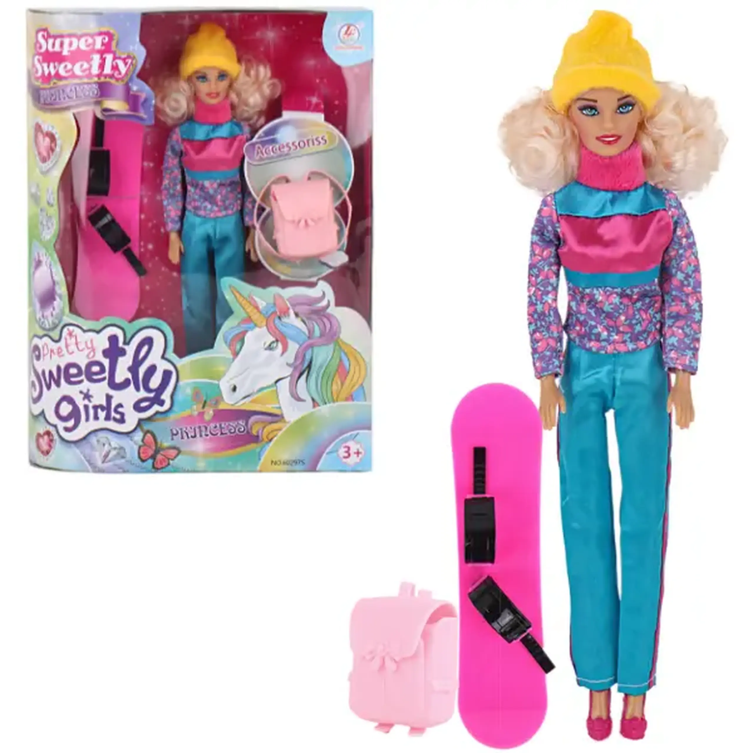 Păpușă în costum, cu accesorii, 29 cm, 2 modele