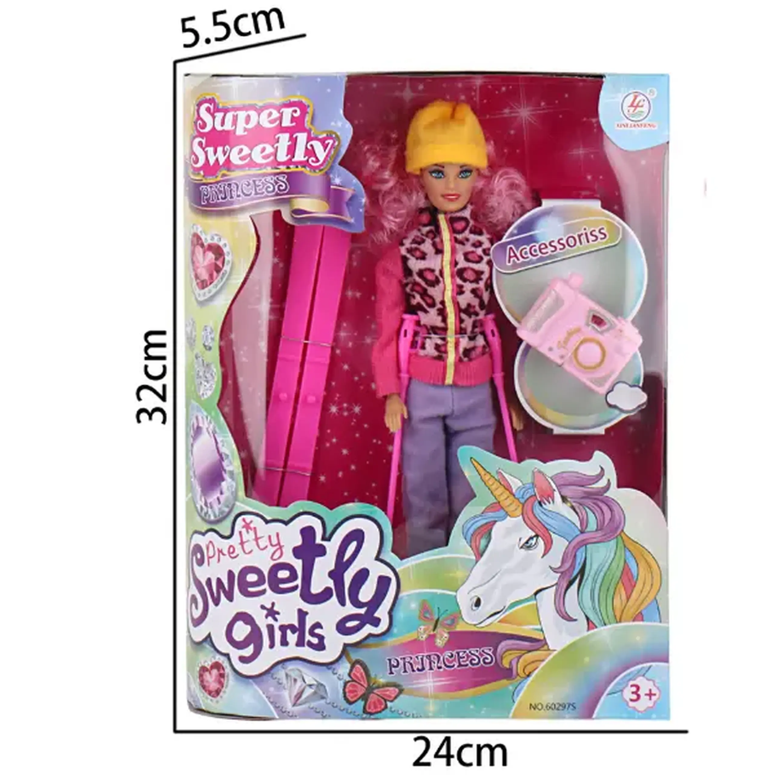 Păpușă în costum, cu accesorii, 29 cm, 2 modele
