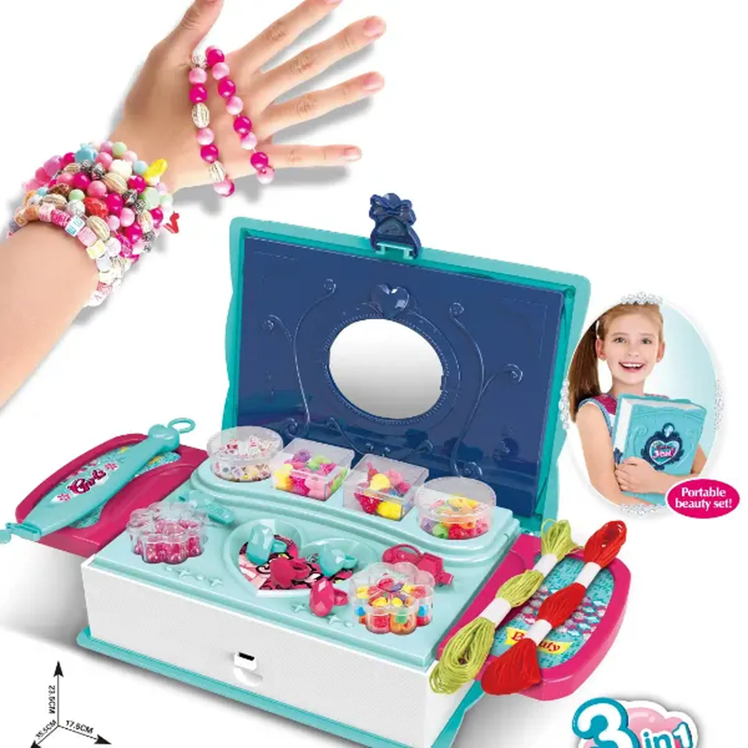 Cutiuță pentru creație 3 în 1 cu accesorii pentru crearea brățărilor