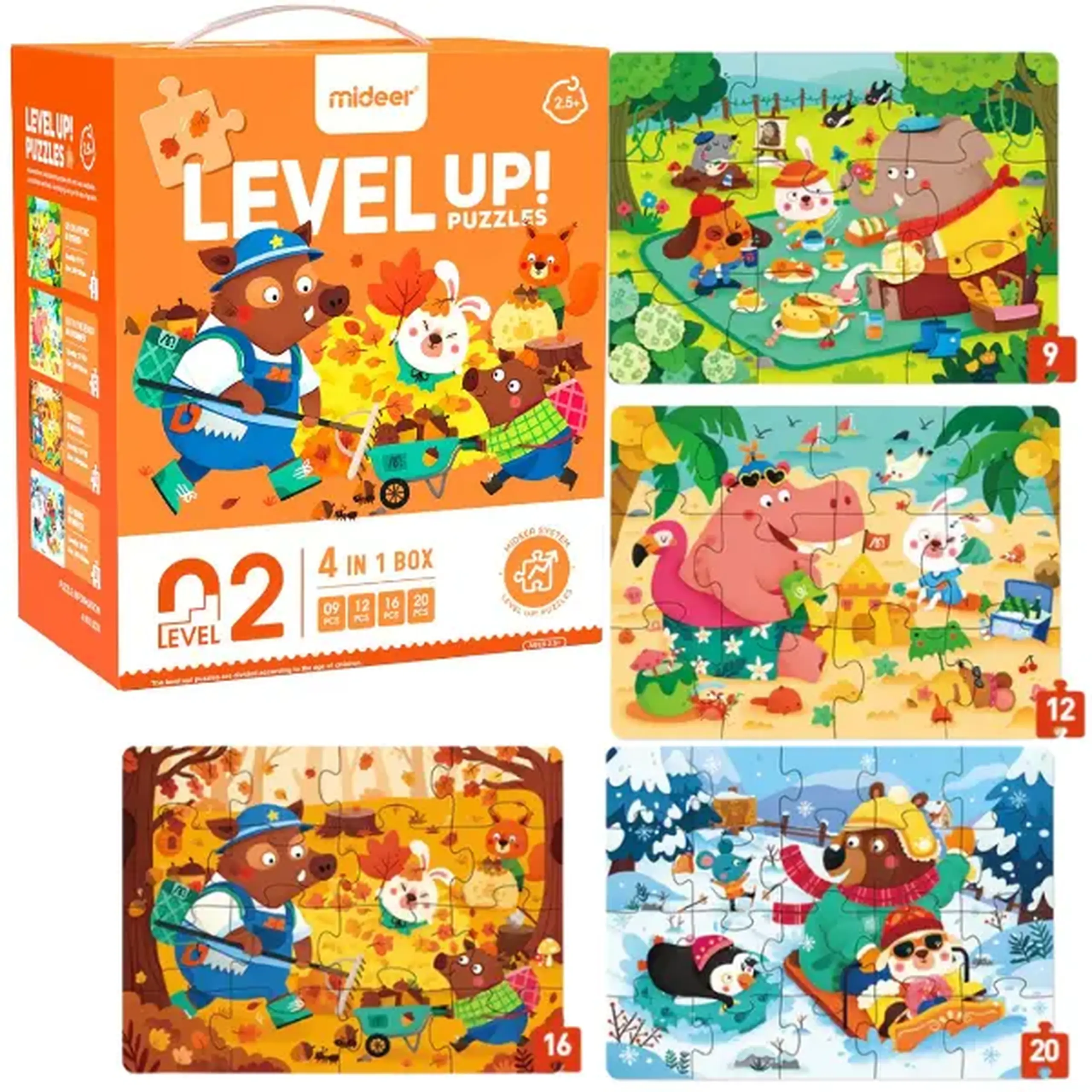 Seria de puzzle-uri „Anotimpurile pădurii”, 4 în 1, nivelul 2