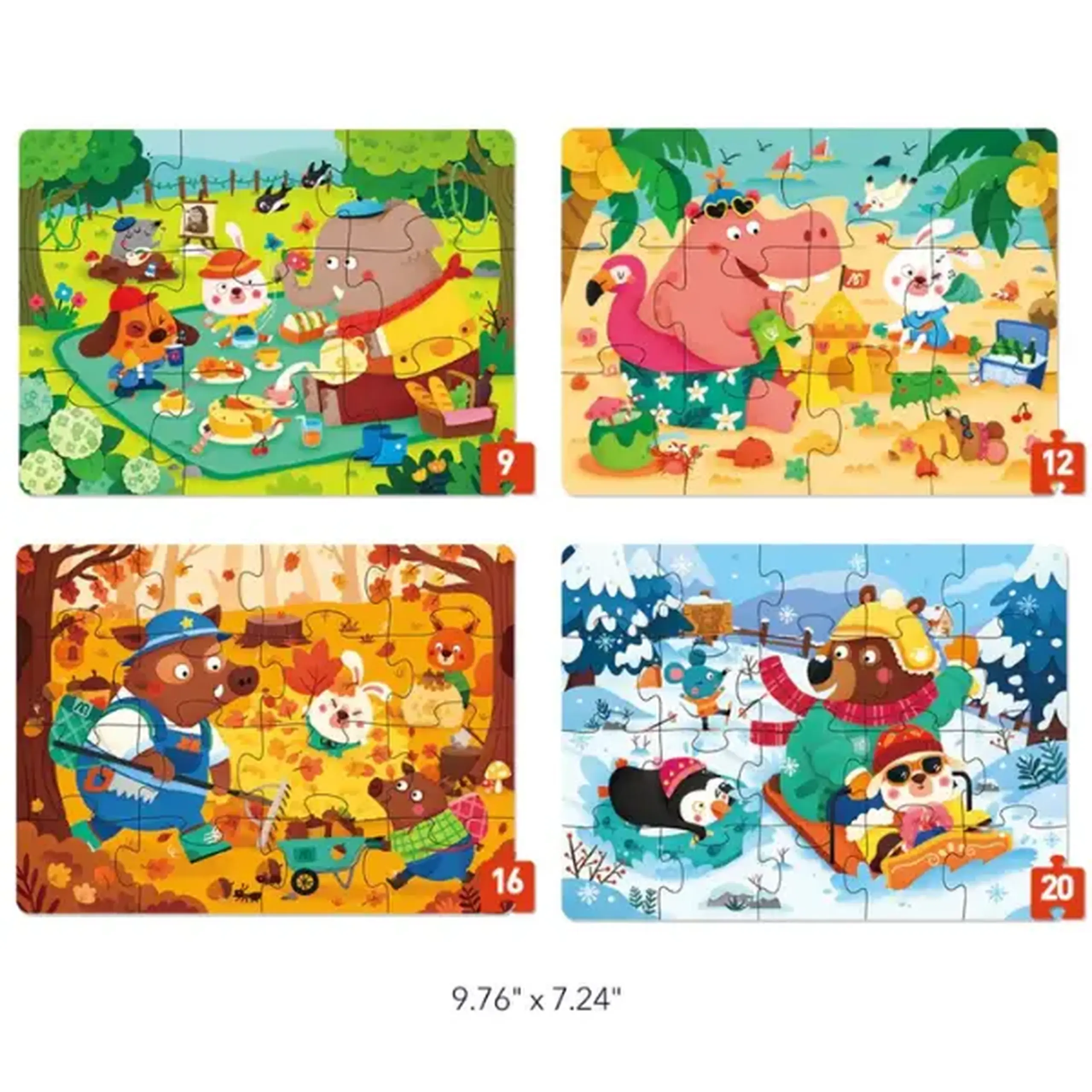 Seria de puzzle-uri „Anotimpurile pădurii”, 4 în 1, nivelul 2