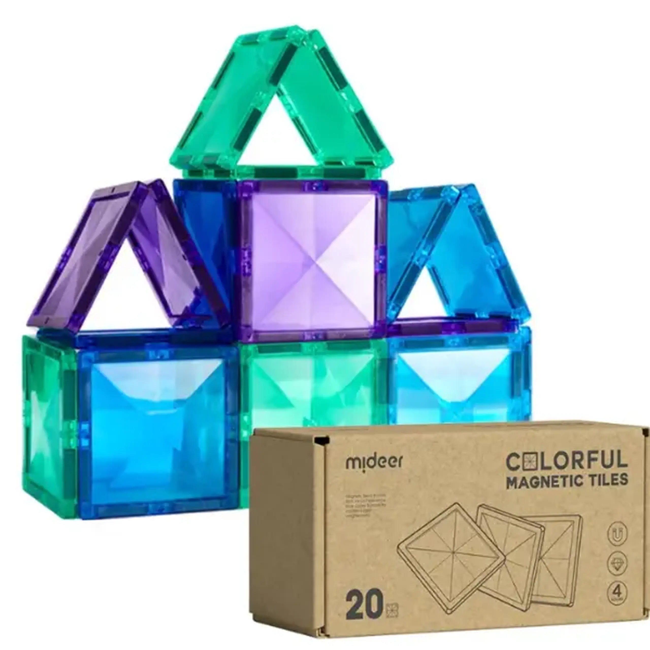 Set de construcție magnetic „Forme geometrice”, (nuanțe reci, 20 buc.)