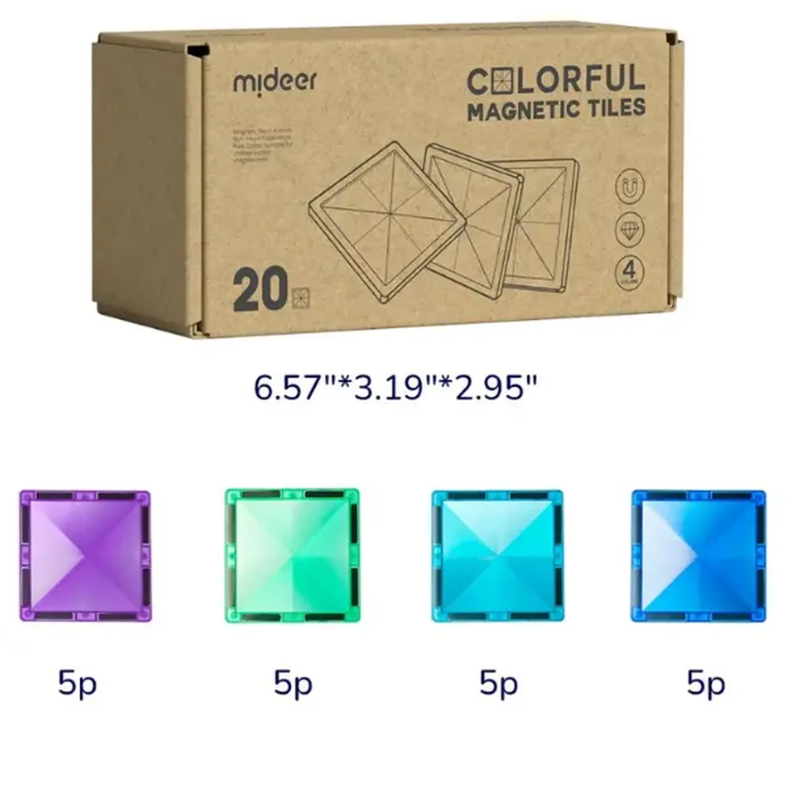 Set de construcție magnetic „Forme geometrice”, (nuanțe reci, 20 buc.)