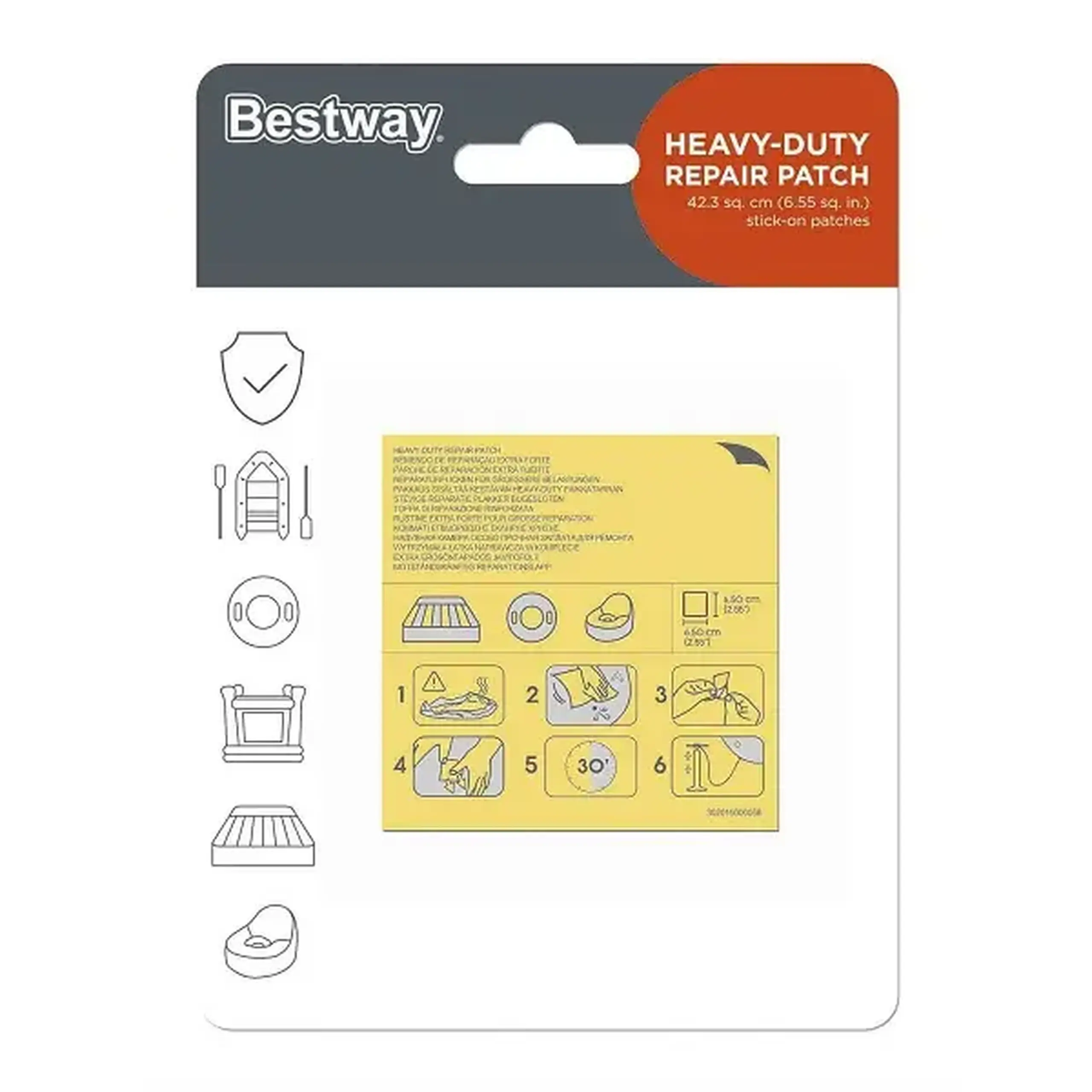 Bestway Set reparație 6,5 x 6,5 cm, plasturi autoadezivi, 10 buc