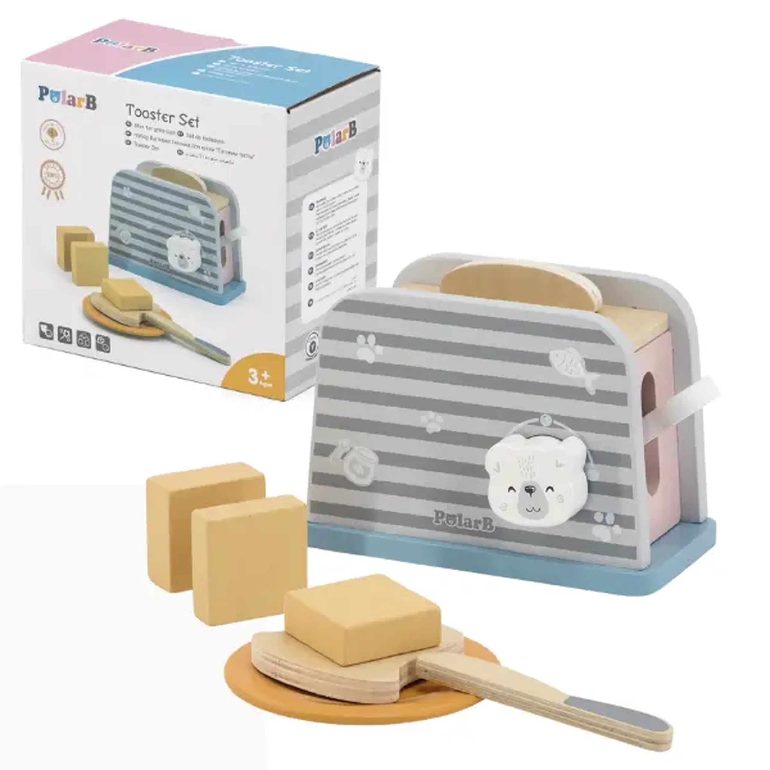 Set de joaca din lemn "Mic dejun cu toaster", 8 piese