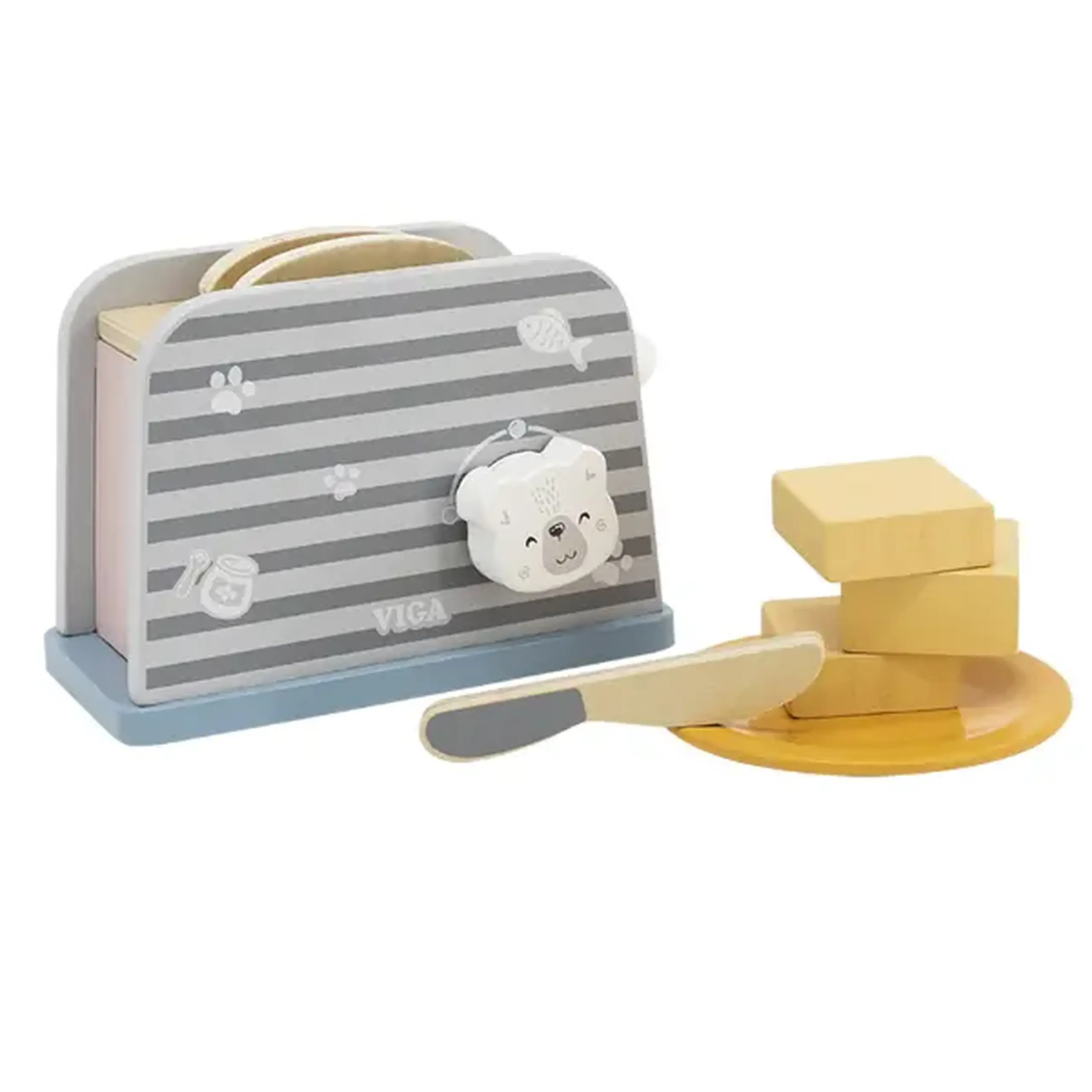 Set de joaca din lemn "Mic dejun cu toaster", 8 piese