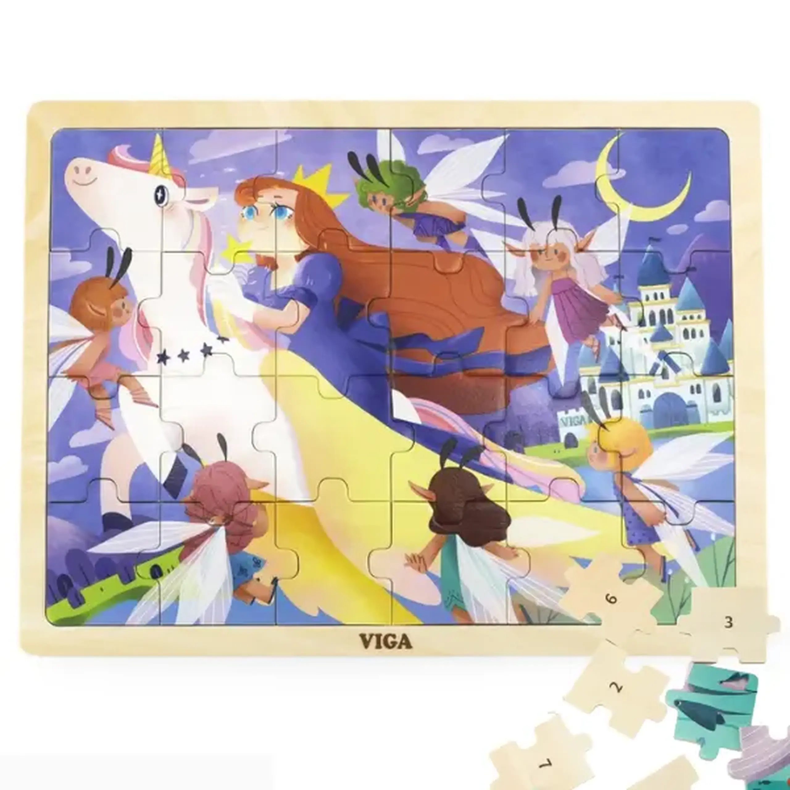 Puzzle din lemn "Zburând pe unicorn", 24 elem.