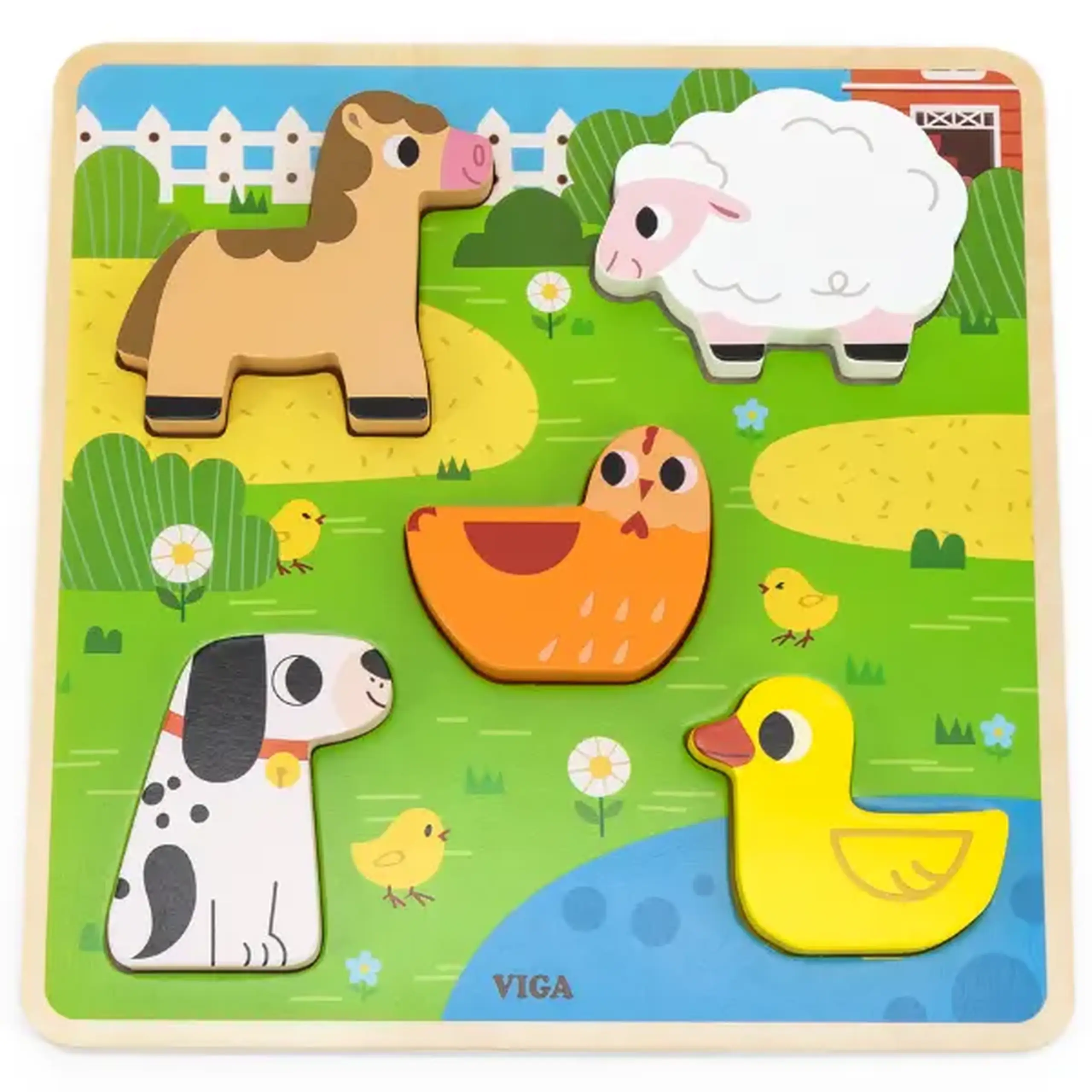 Puzzle tactil - inserție "Ferma", 5 elem.