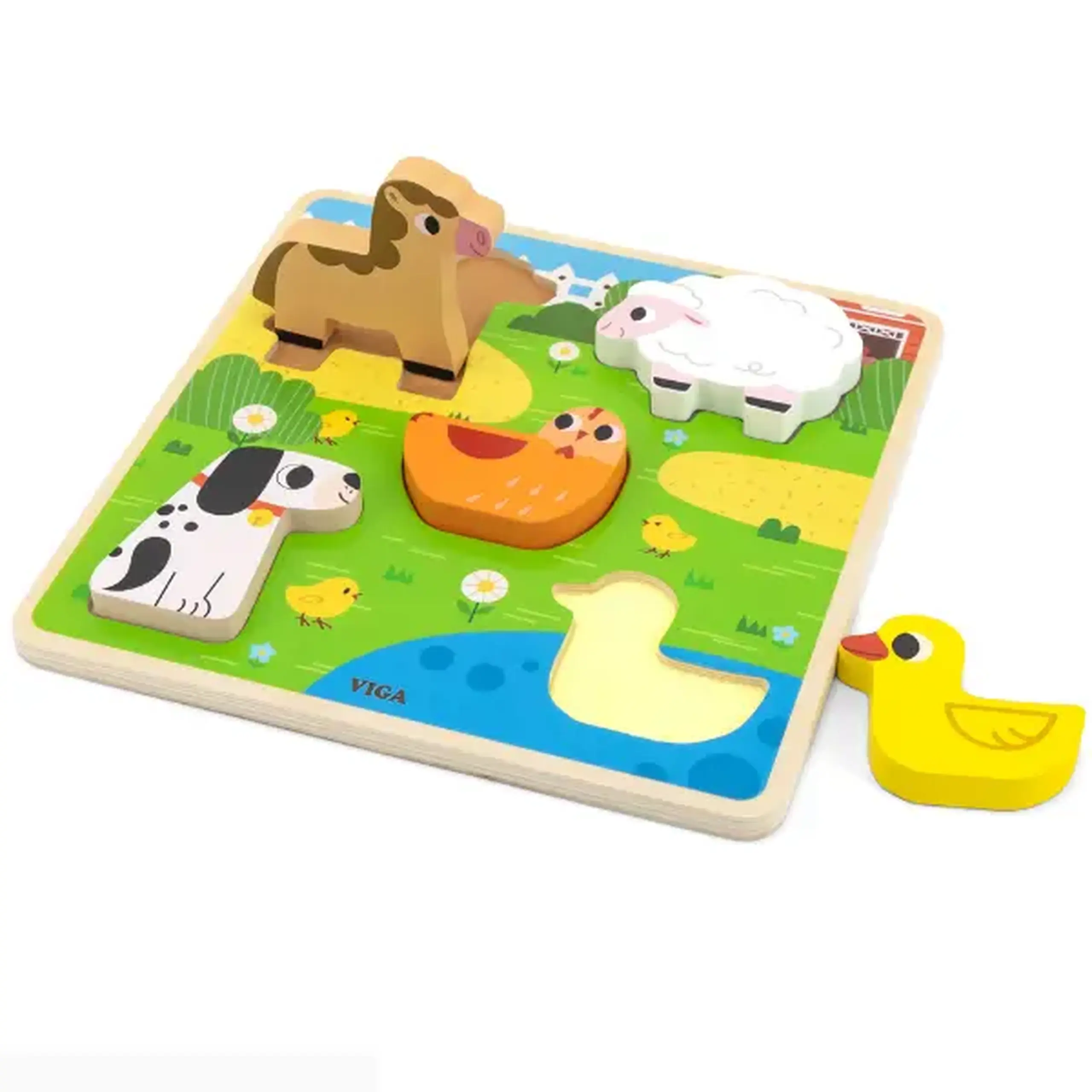 Puzzle tactil - inserție "Ferma", 5 elem.