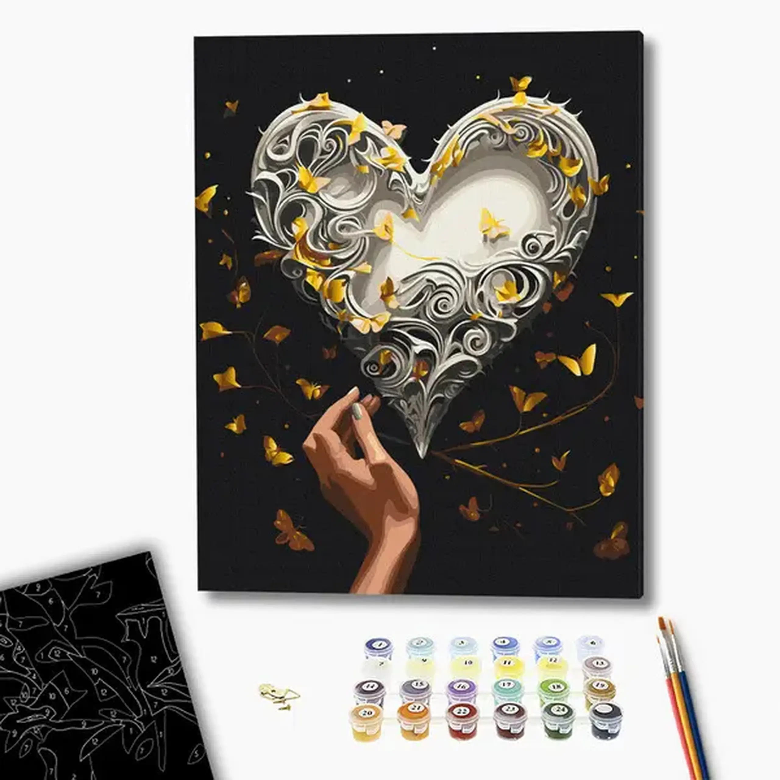 Pictură pe numere 40*50 сm (pânză neagră/fără cutie) – Dansul fluturilor