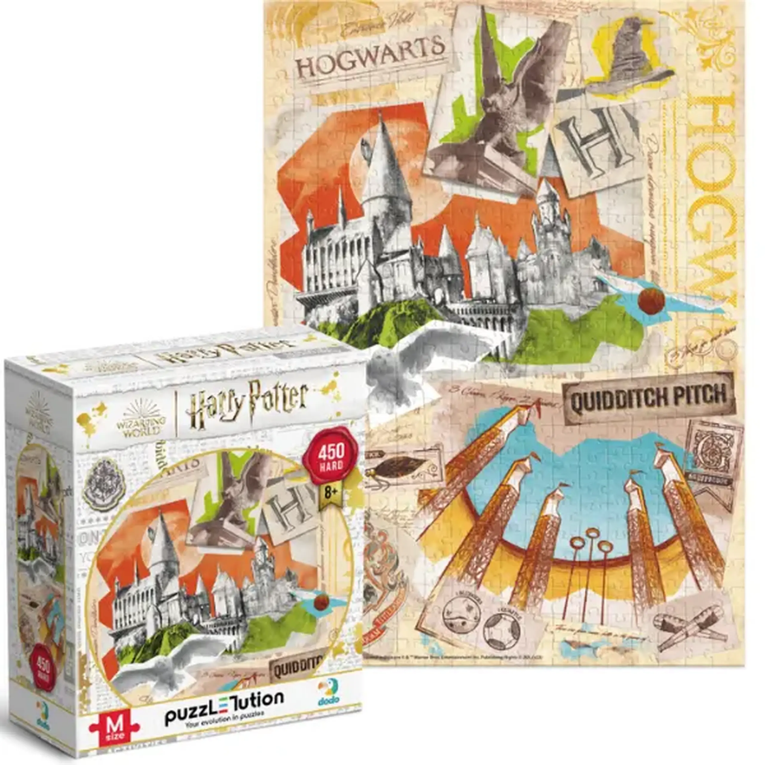 Puzzle "Școala Hogwarts și terenul de Quidditch", seria Harry Potter, 450 elem.