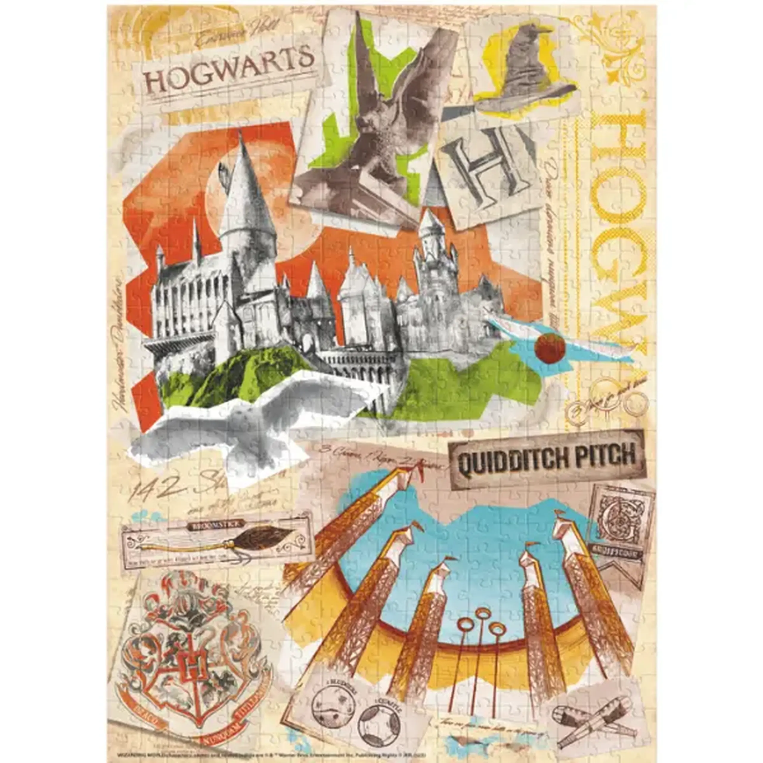 Puzzle "Școala Hogwarts și terenul de Quidditch", seria Harry Potter, 450 elem.