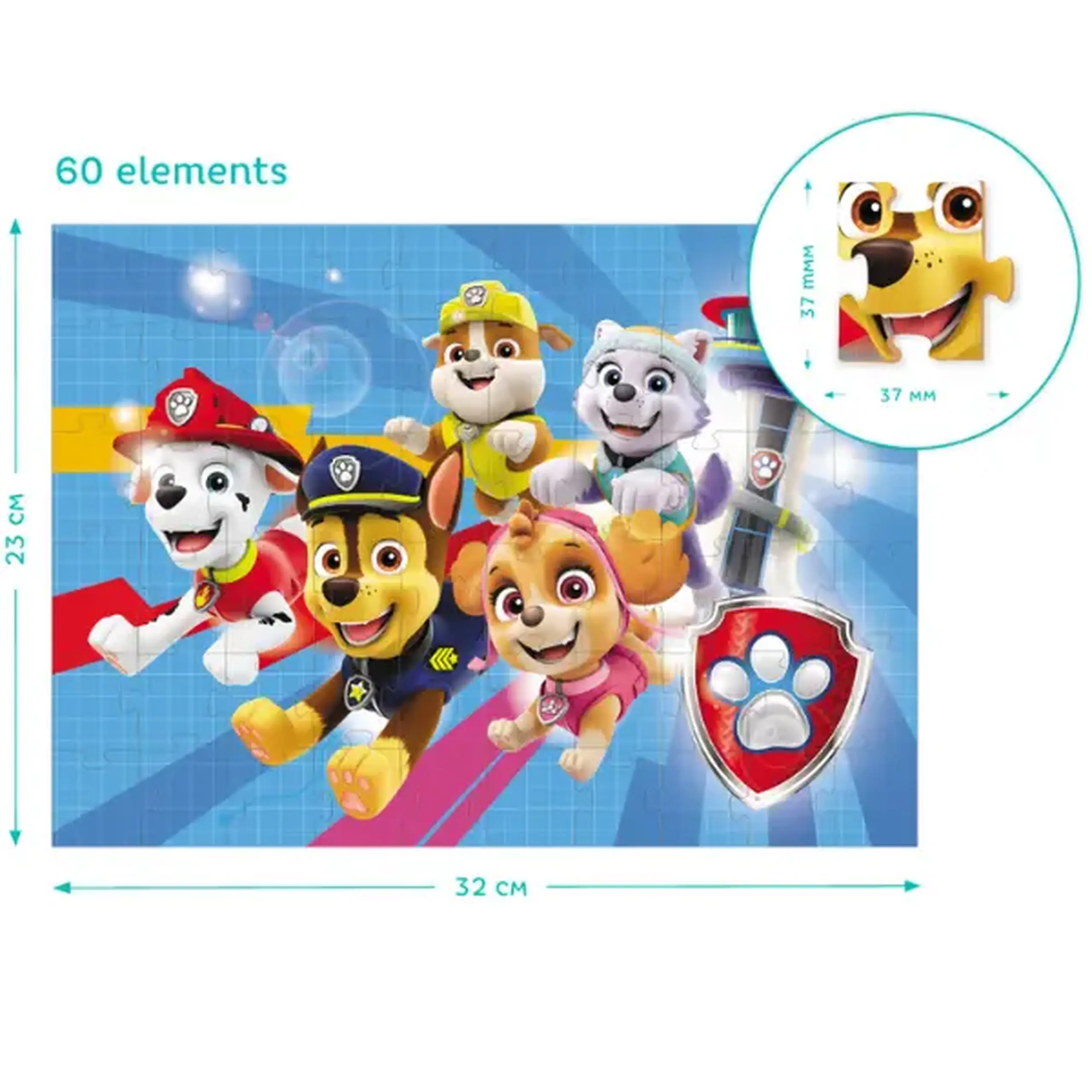 Puzzle "Cățelușii vin în ajutor", seria Patrula cățelușilor, 60 elem.