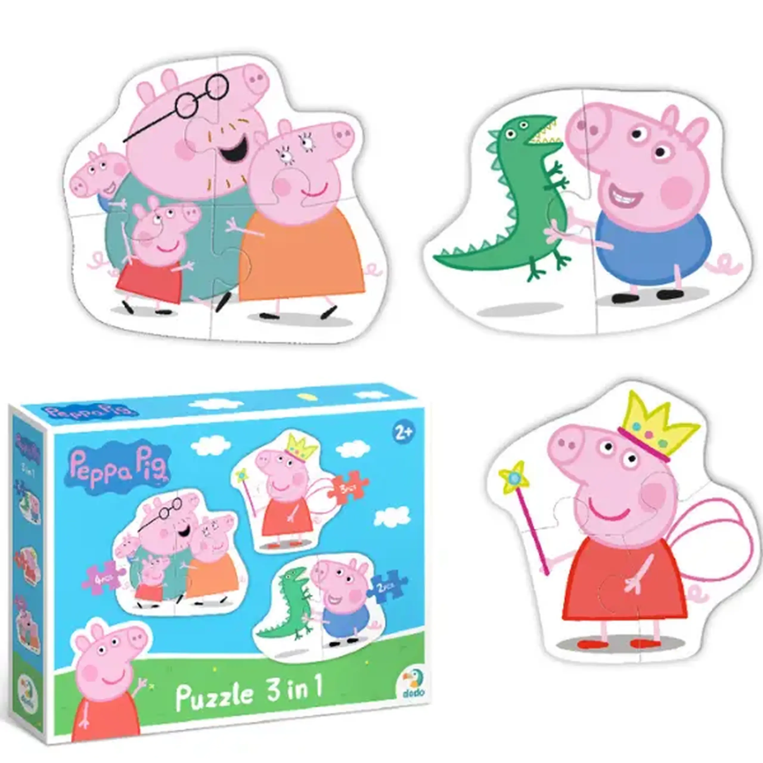 Puzzle 3 în 1 "Familia Peppa Pig"