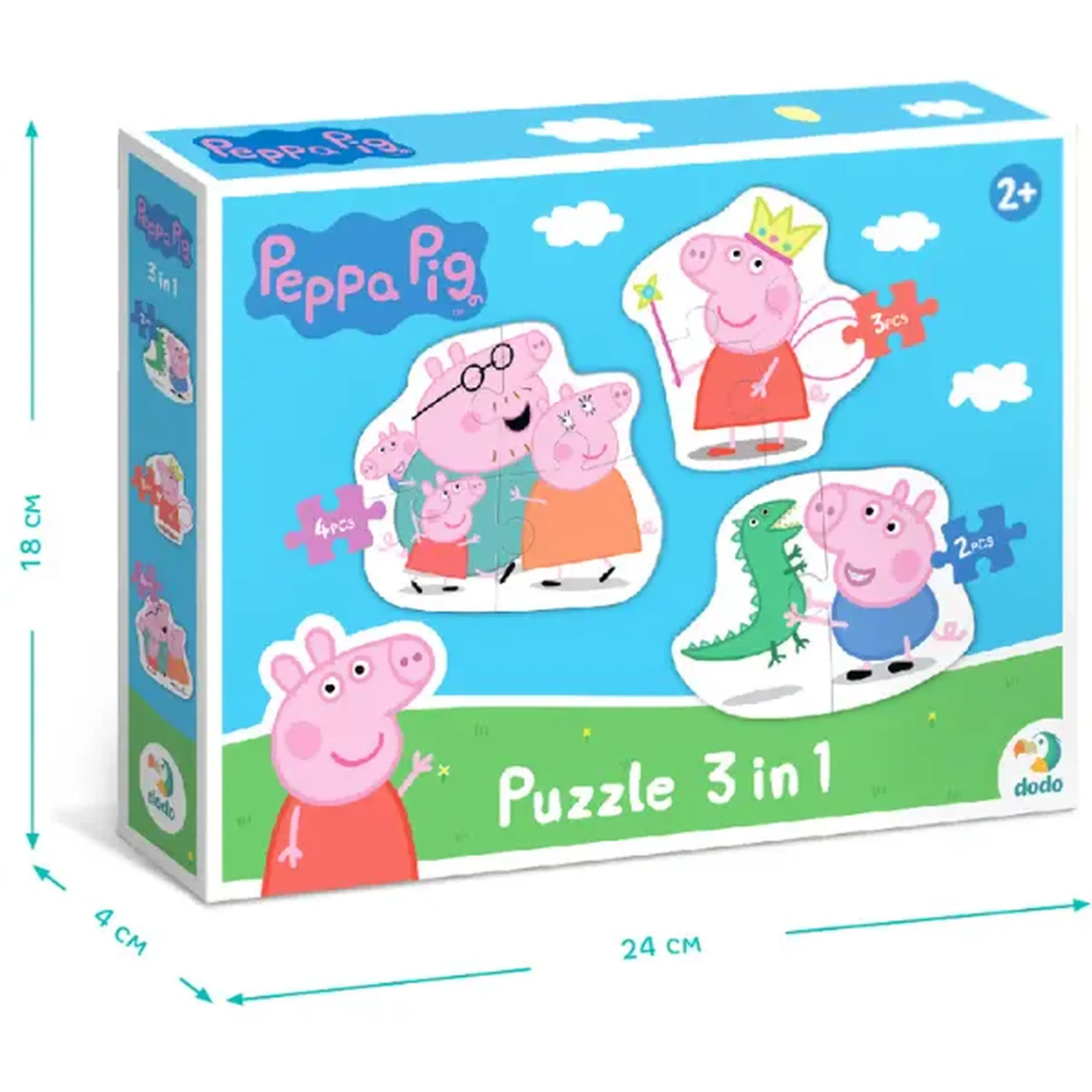 Puzzle 3 în 1 "Familia Peppa Pig"
