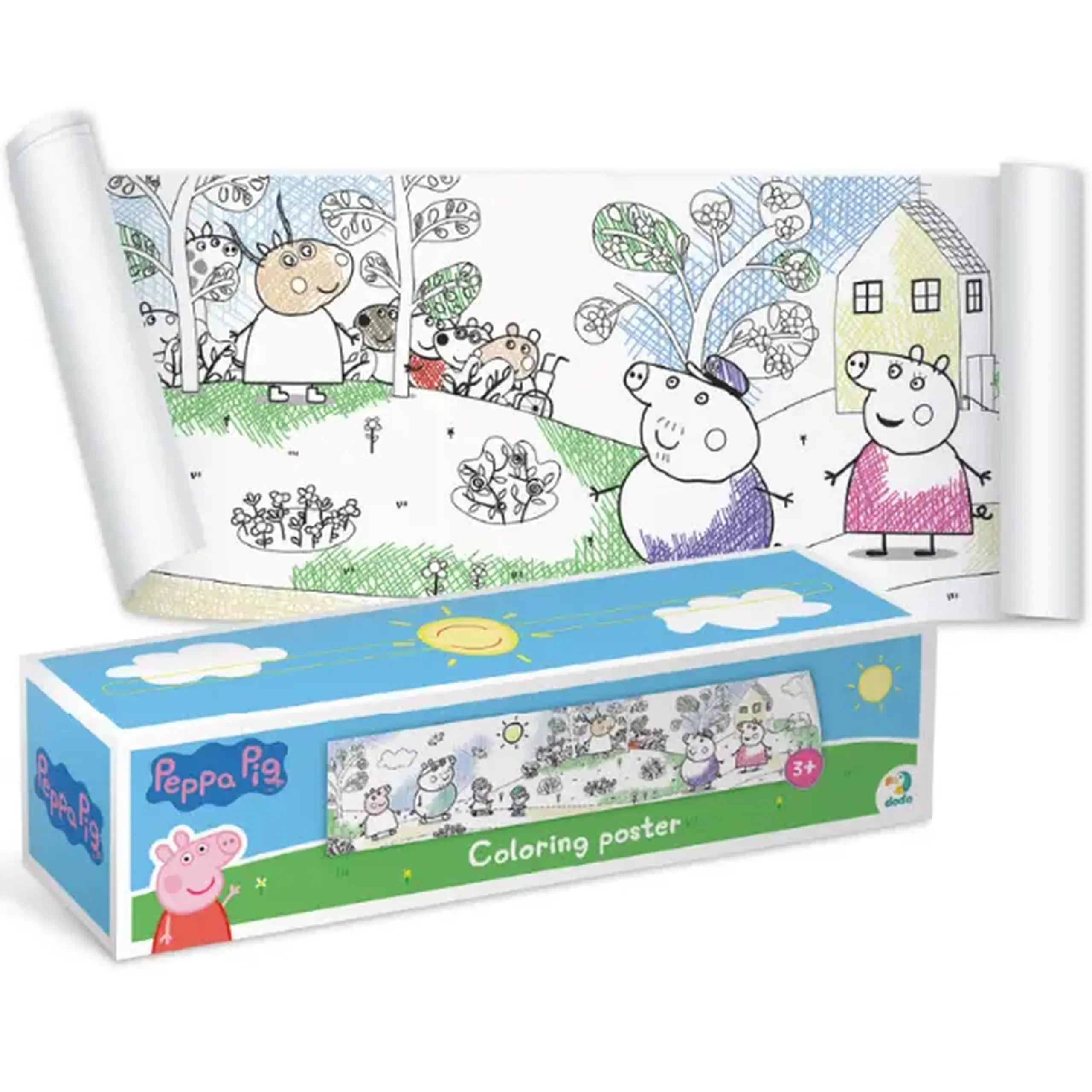 Poster de colorat pentru copii "La plimbare cu familia", seria Peppa Pig, 70 cm