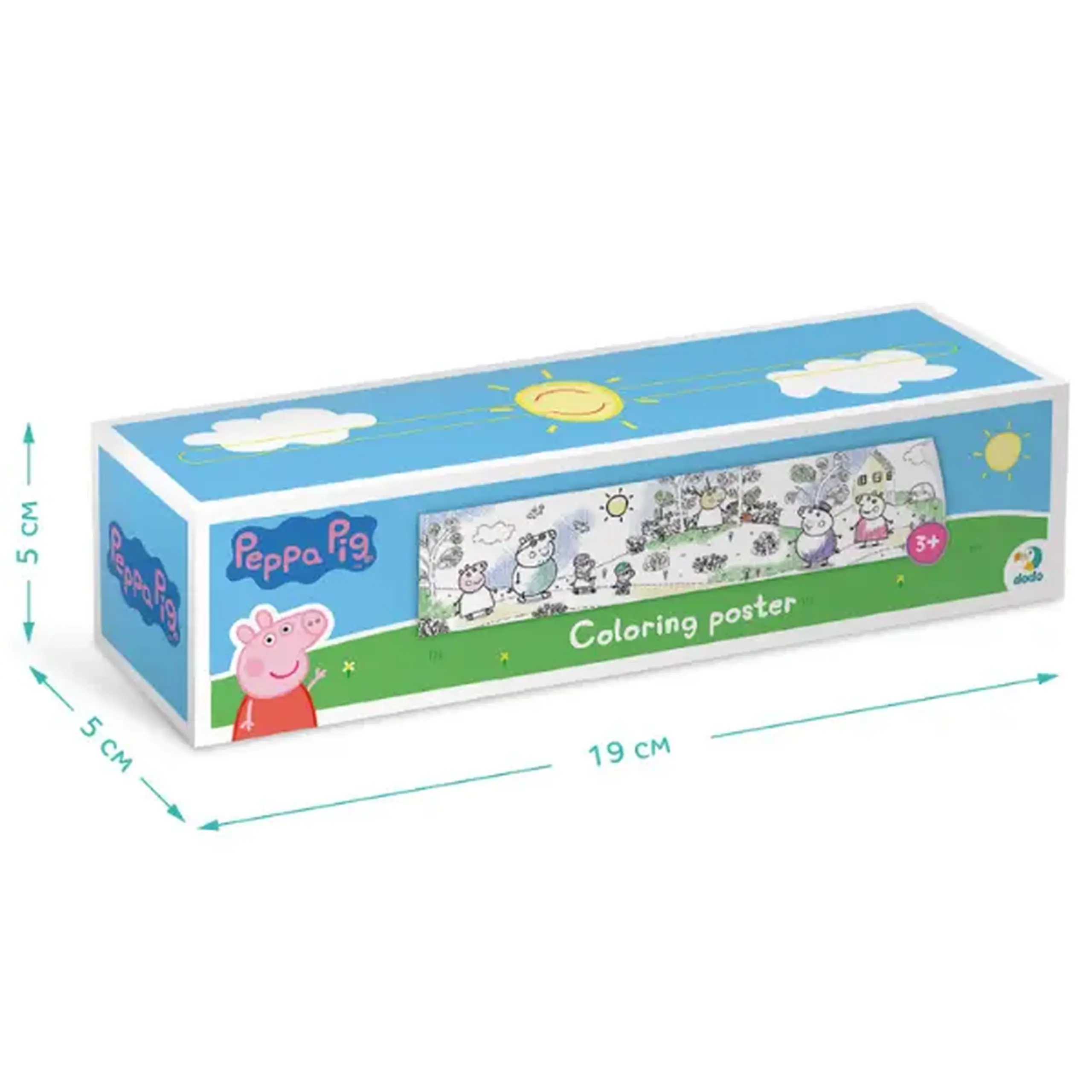 Poster de colorat pentru copii "La plimbare cu familia", seria Peppa Pig, 70 cm