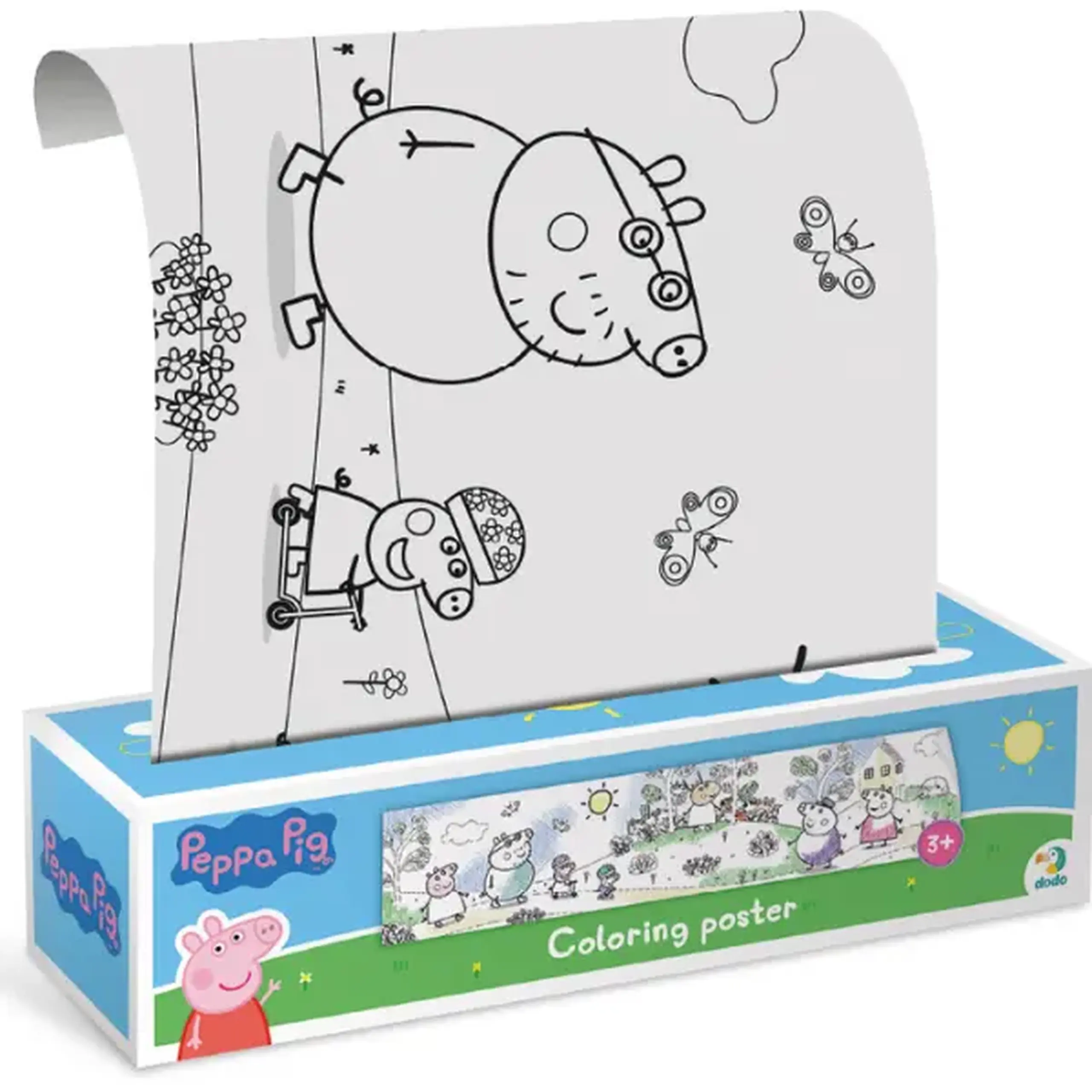 Poster de colorat pentru copii "La plimbare cu familia", seria Peppa Pig, 70 cm