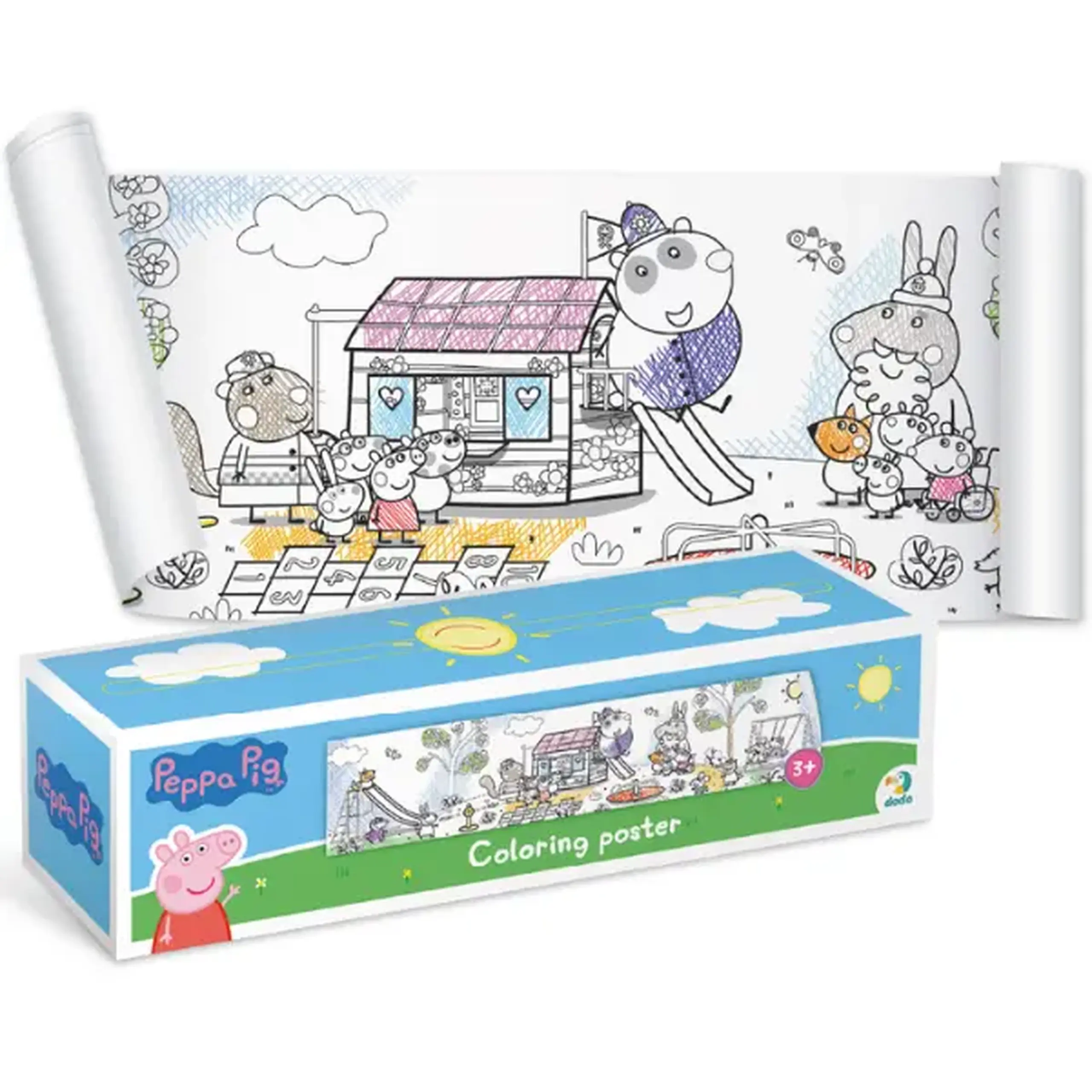 Poster de colorat pentru copii "Timp de joacă", seria Peppa Pig, 70 cm