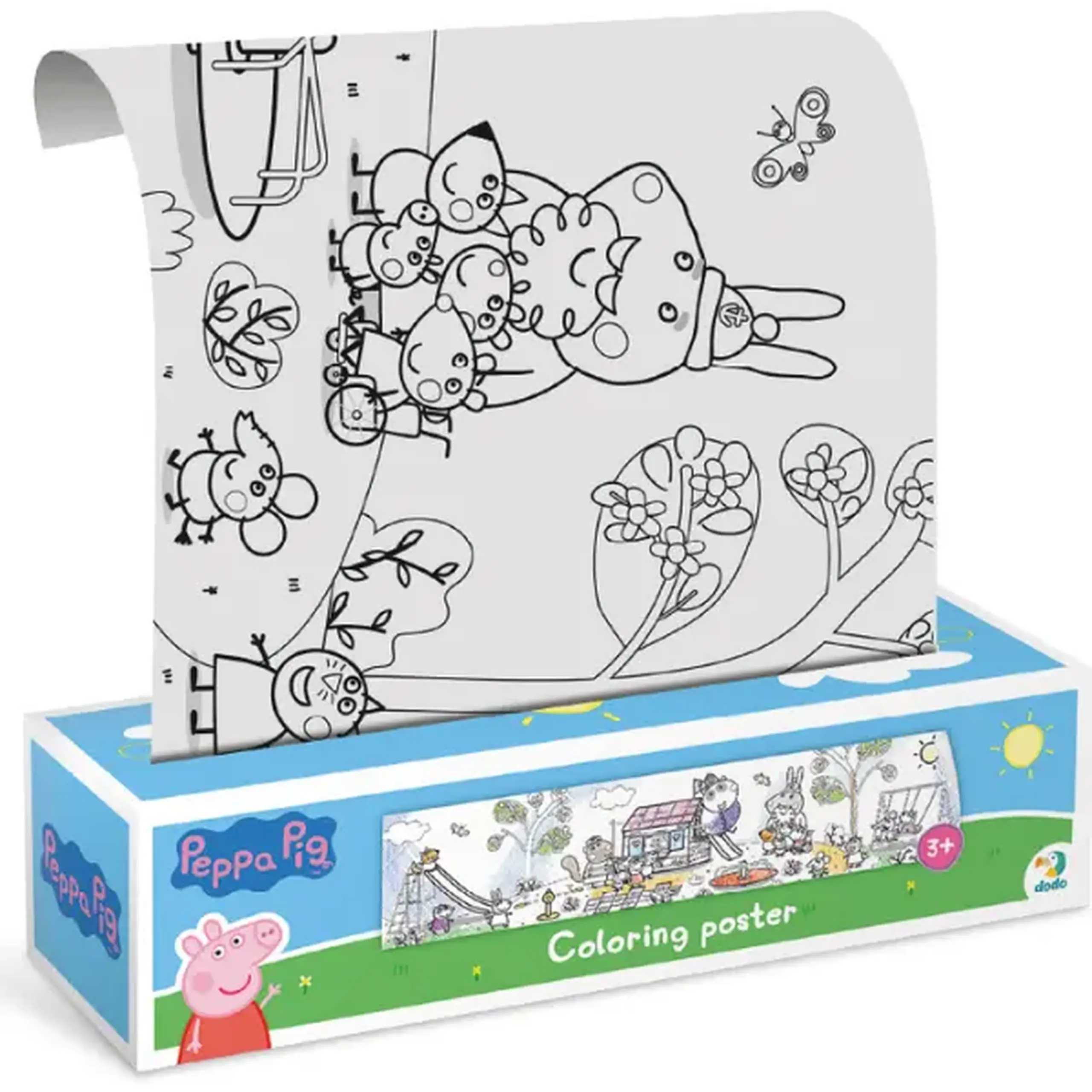 Poster de colorat pentru copii "Timp de joacă", seria Peppa Pig, 70 cm