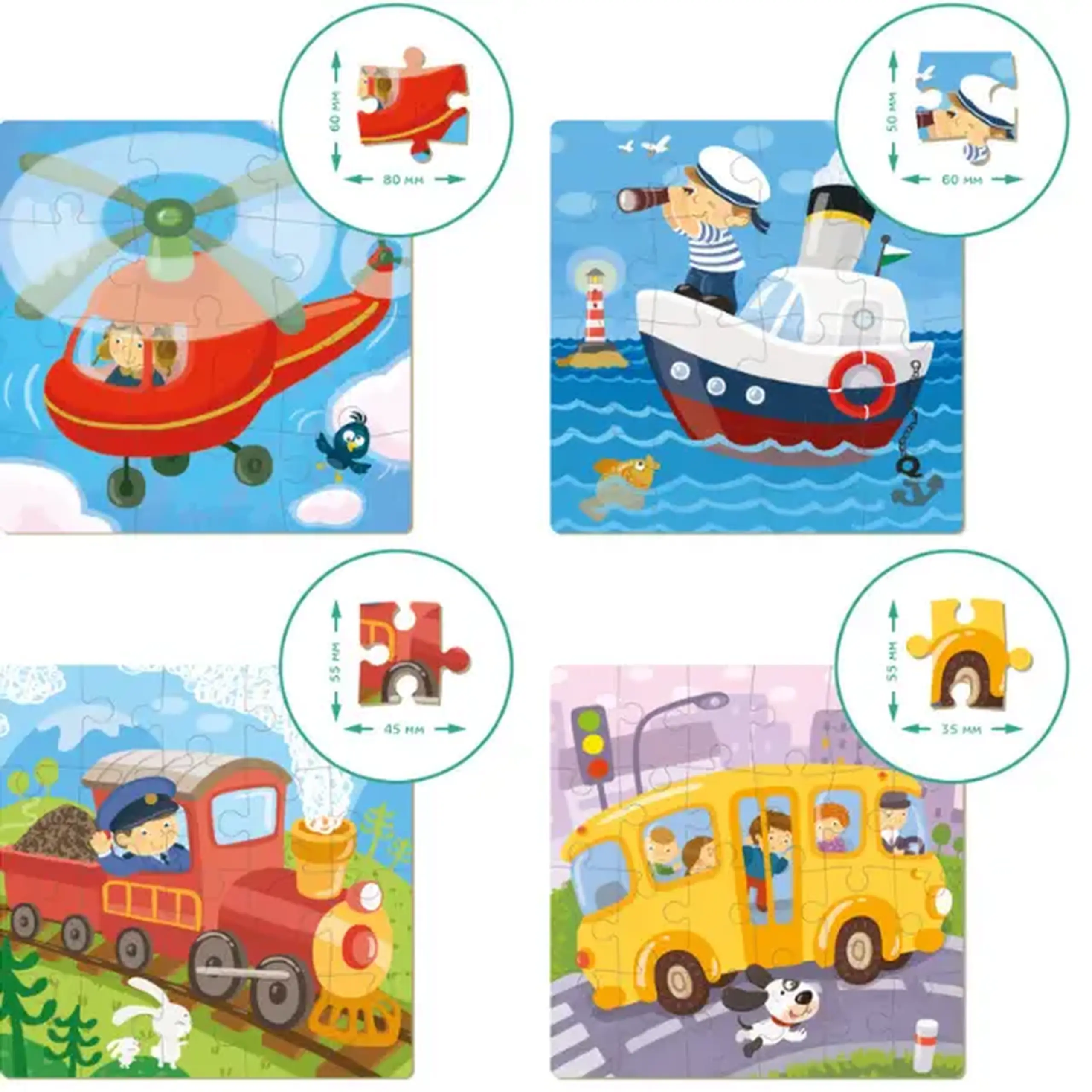 Puzzle 4 în 1 "Transport"