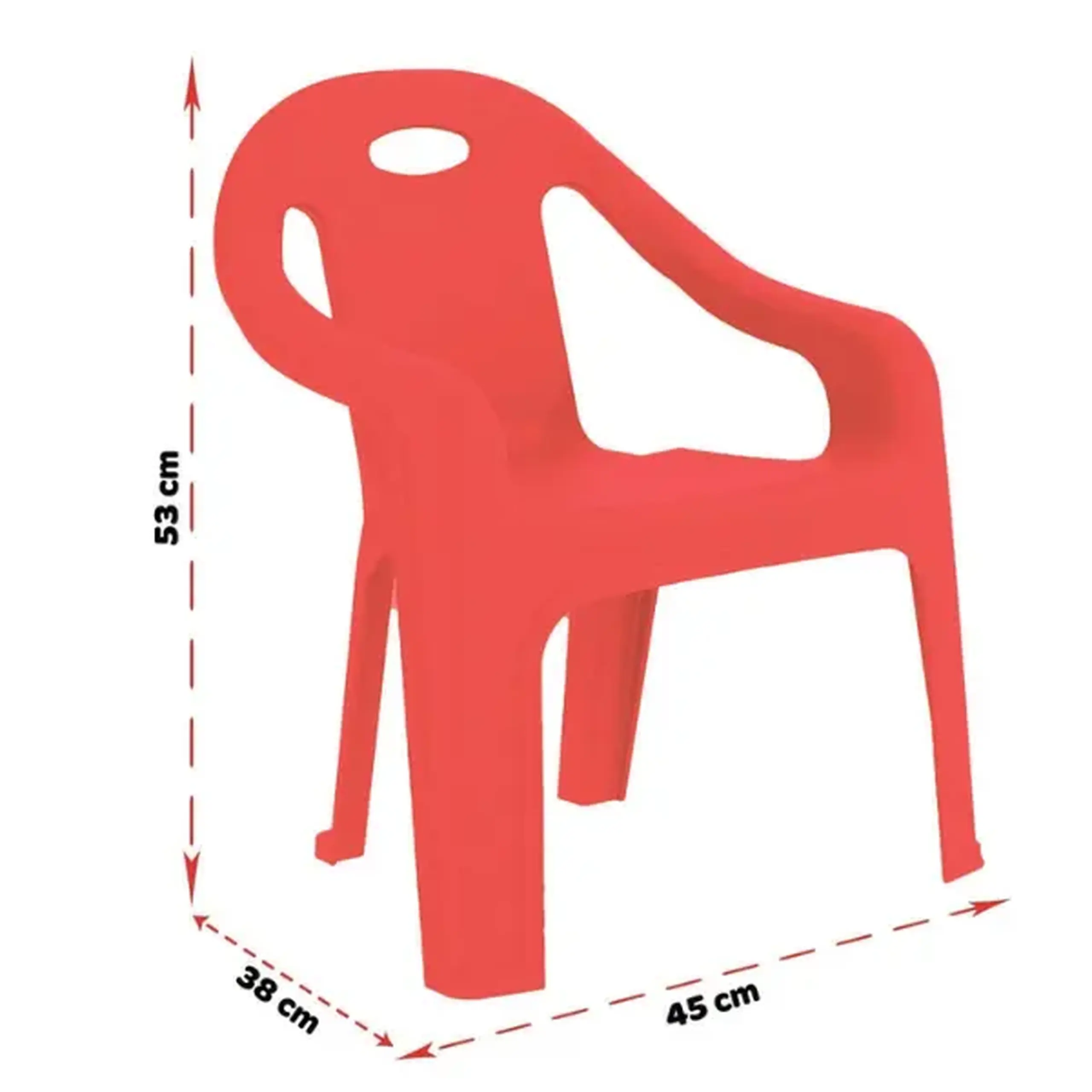 Scaun din plastic, până la 50 kg, roșu