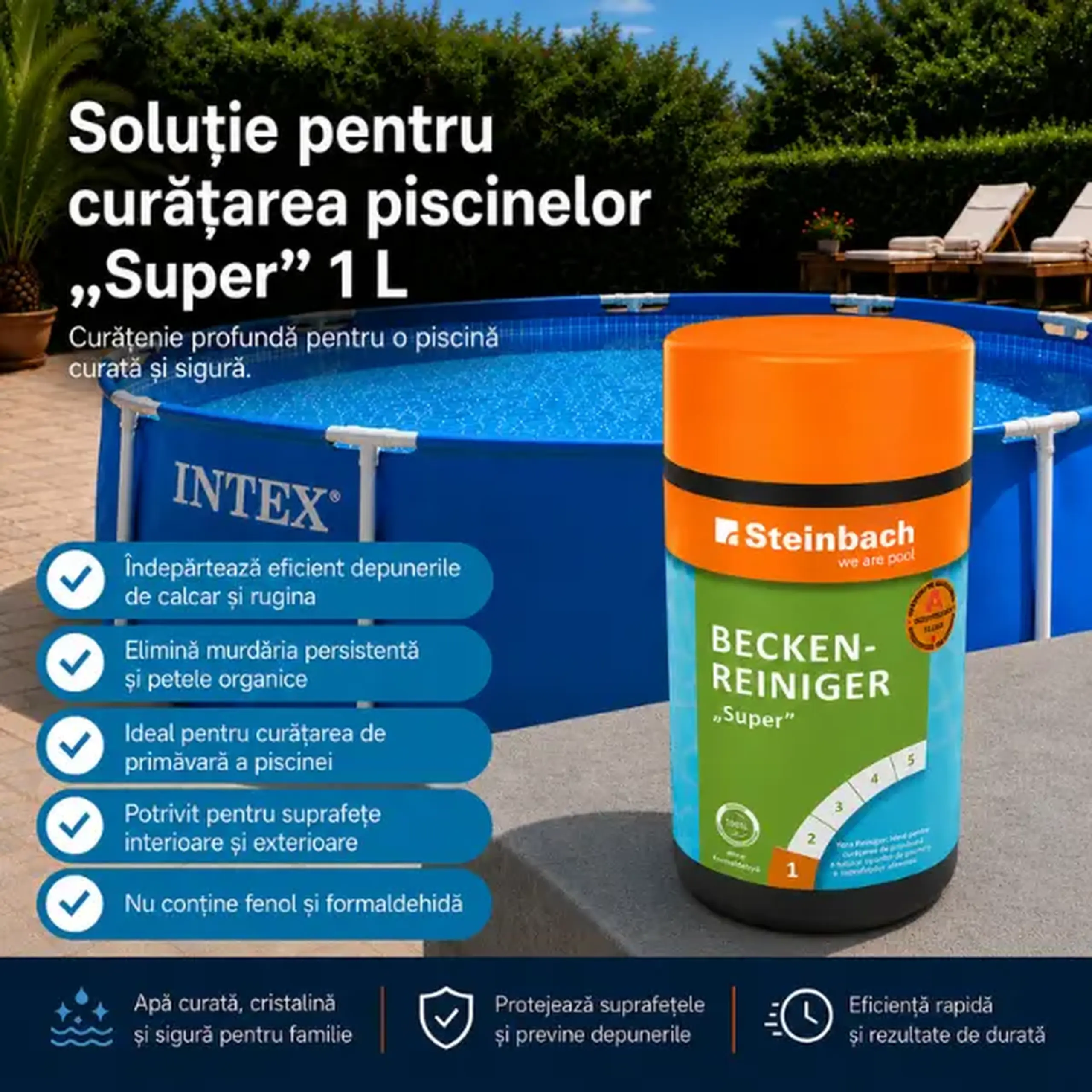 Soluție pentru curățarea piscinelor "Super", 1 L