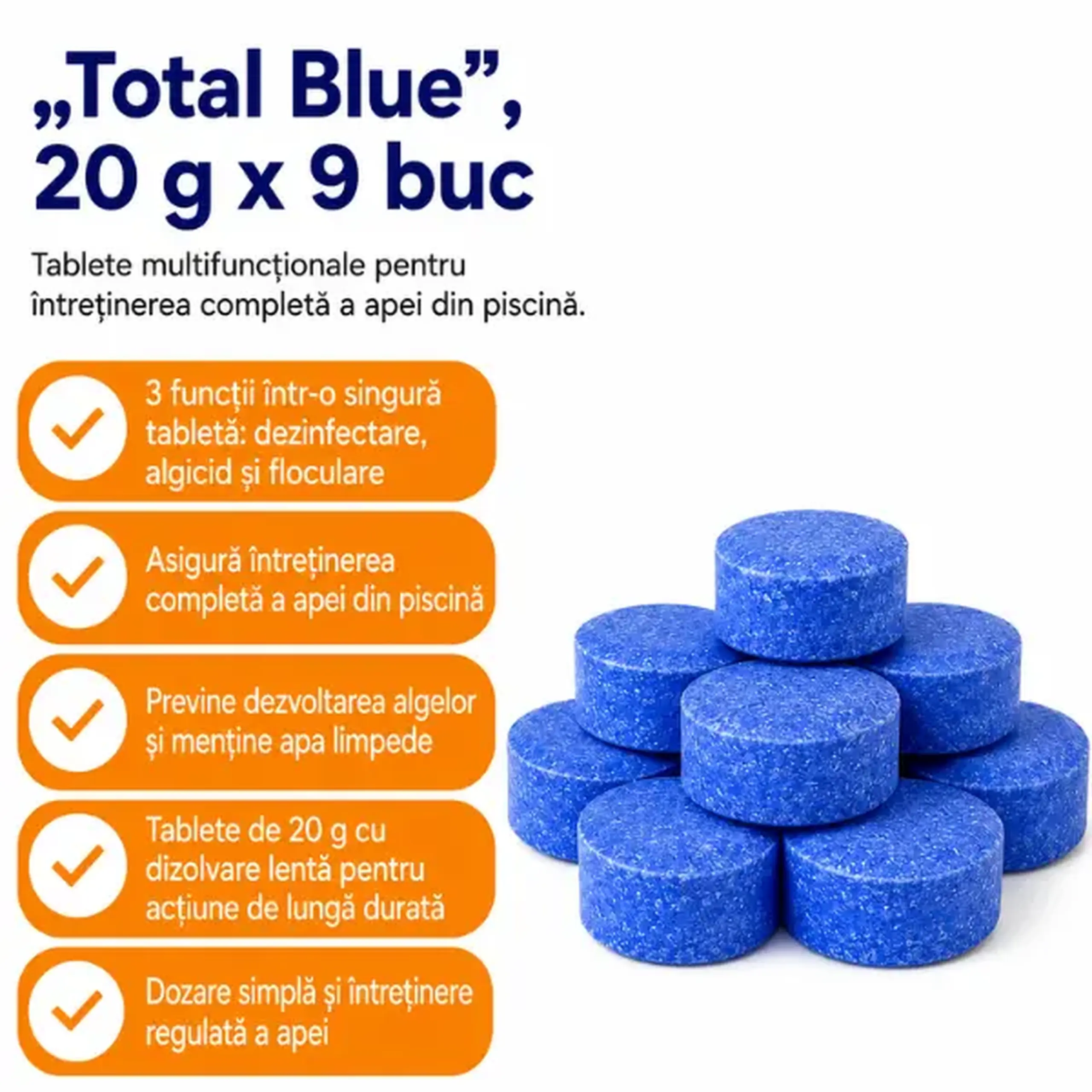Pastile multifuncționale „Total Blue”, 20 g x 9 buc