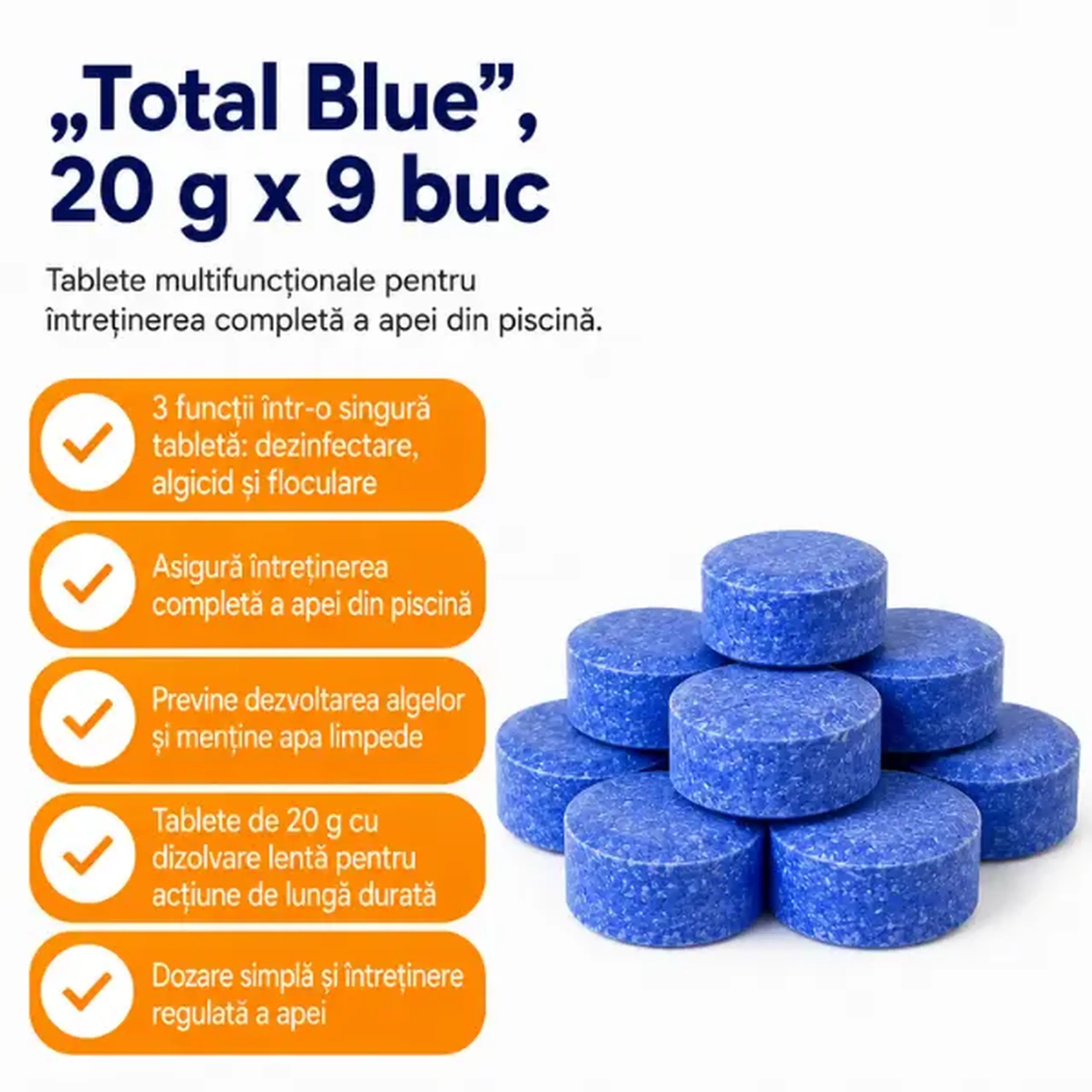 Pastile multifuncționale „Total Blue”, 20 g x 9 buc