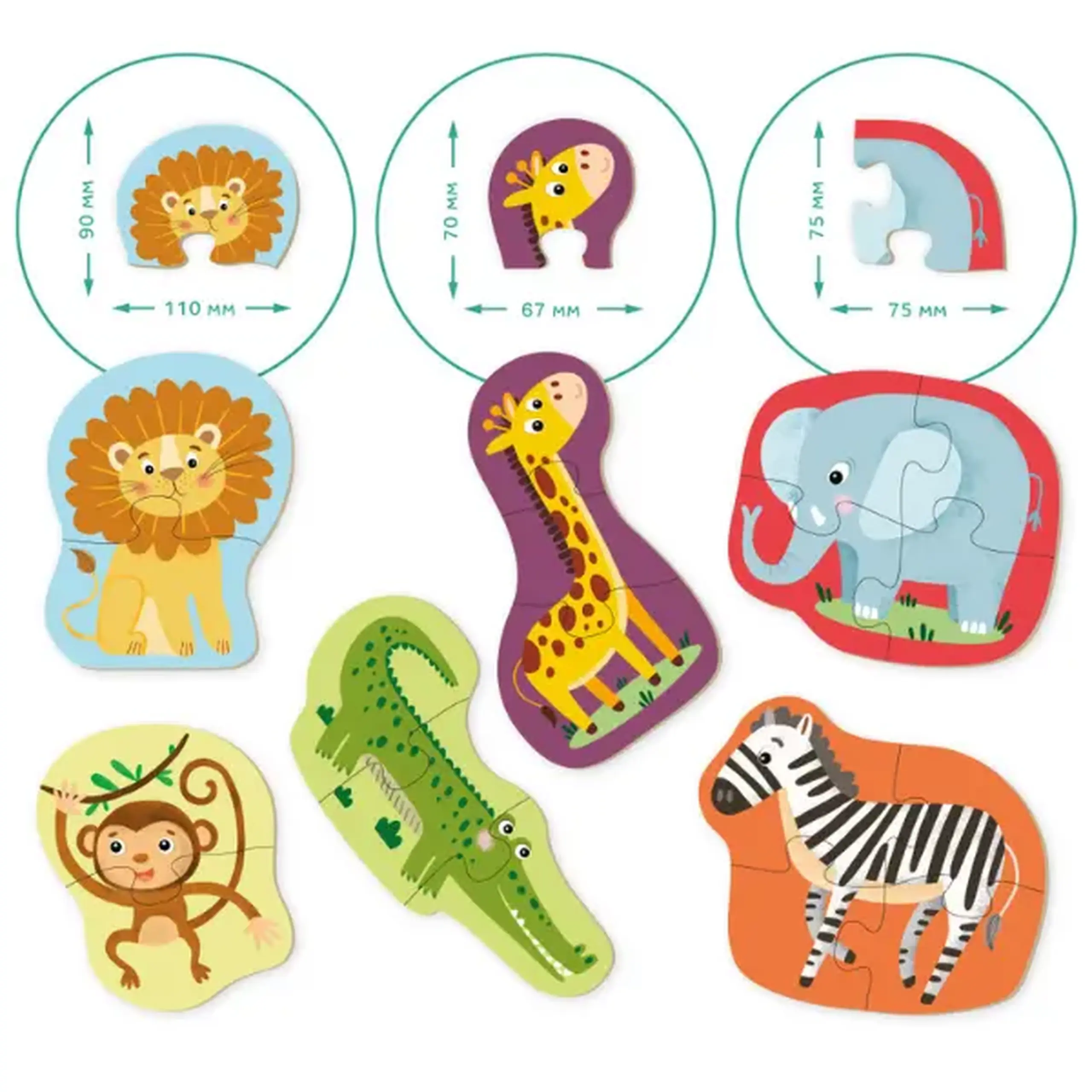 Puzzle 6 în 1 "Animale sălbatice"