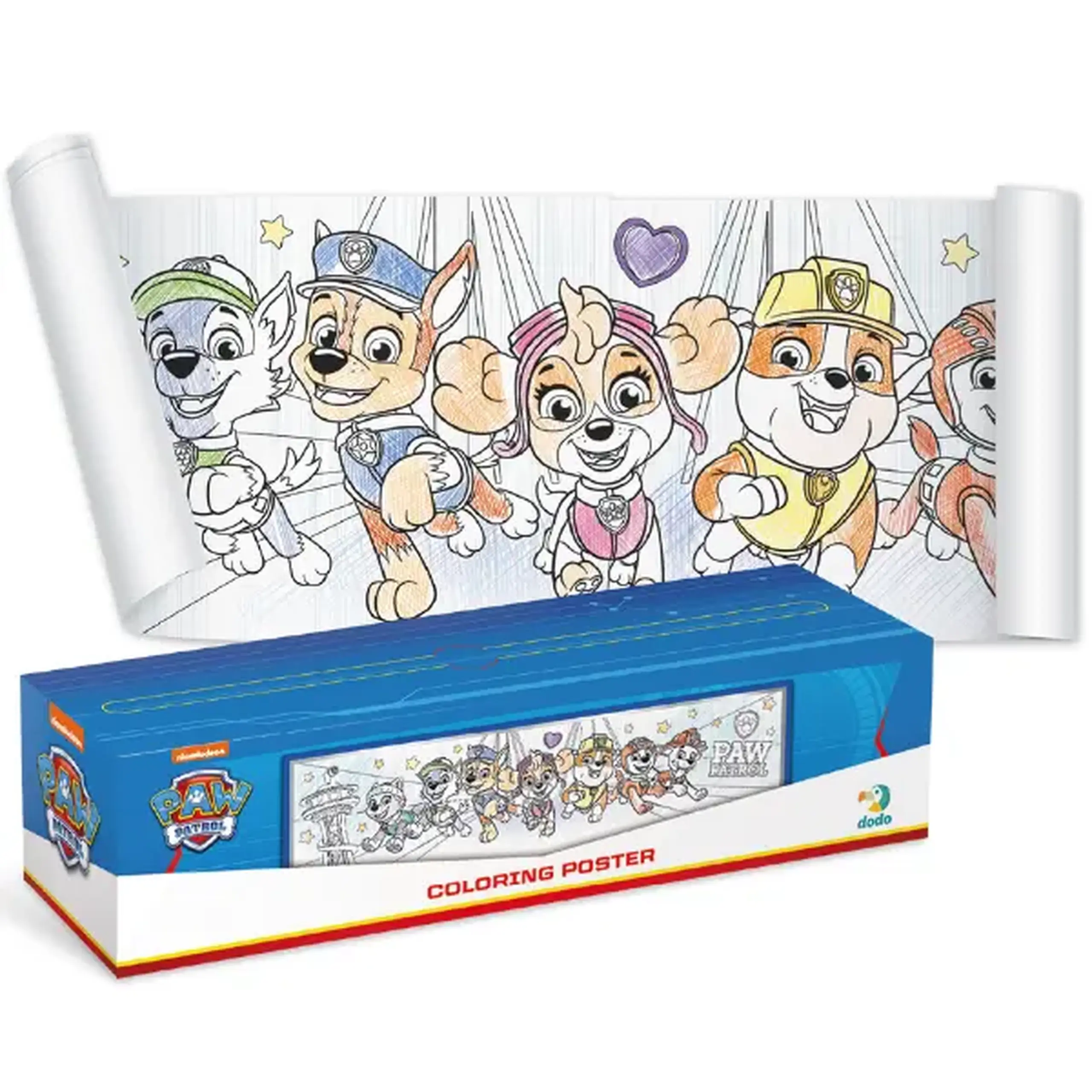 Poster de colorat pentru copii "Echipa", seria Patrula Cățelușilor, 70 cm